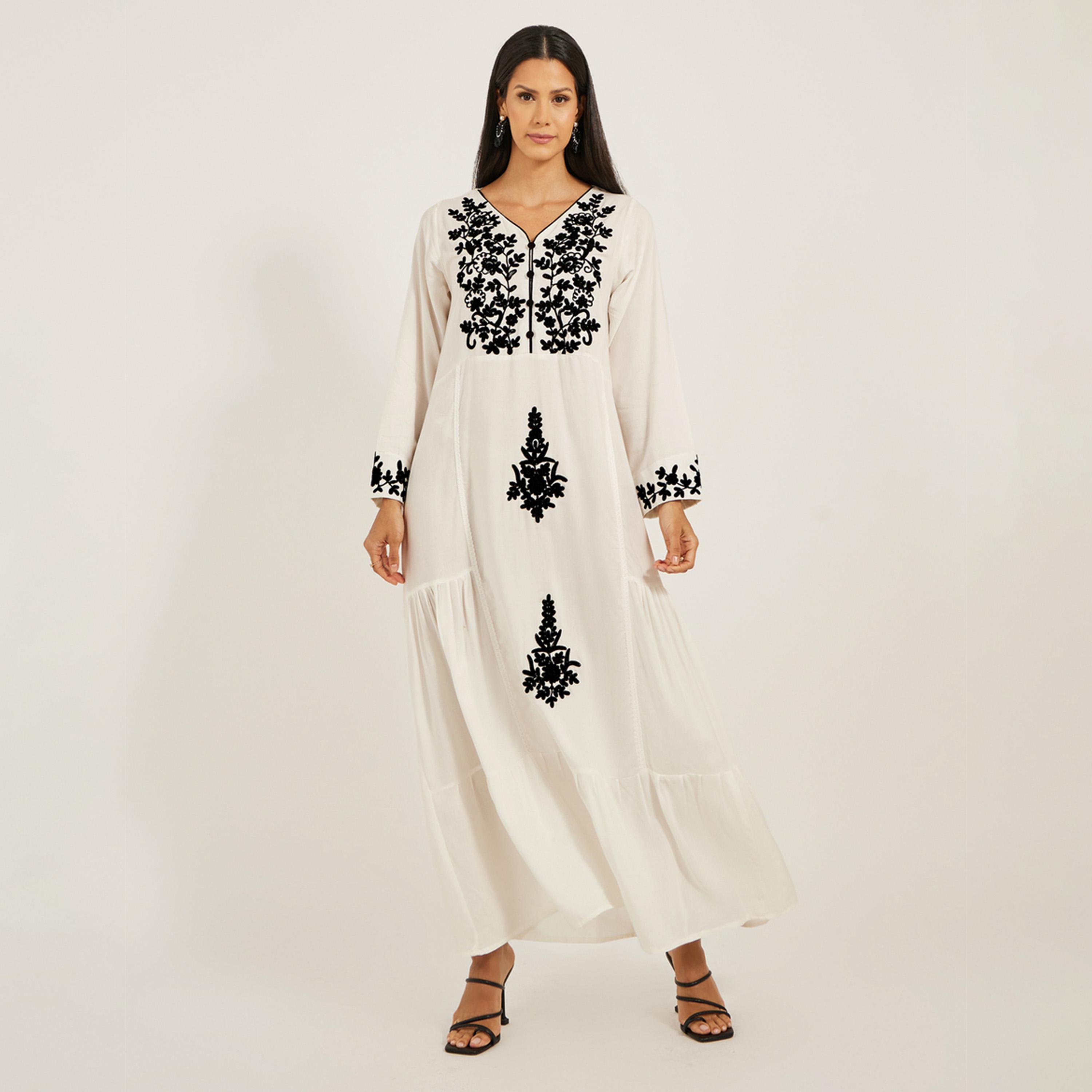 Maxim Creation X Styli White Rayon Kaftan With Doriwork-women-arabicclothing-kaftan-image-2