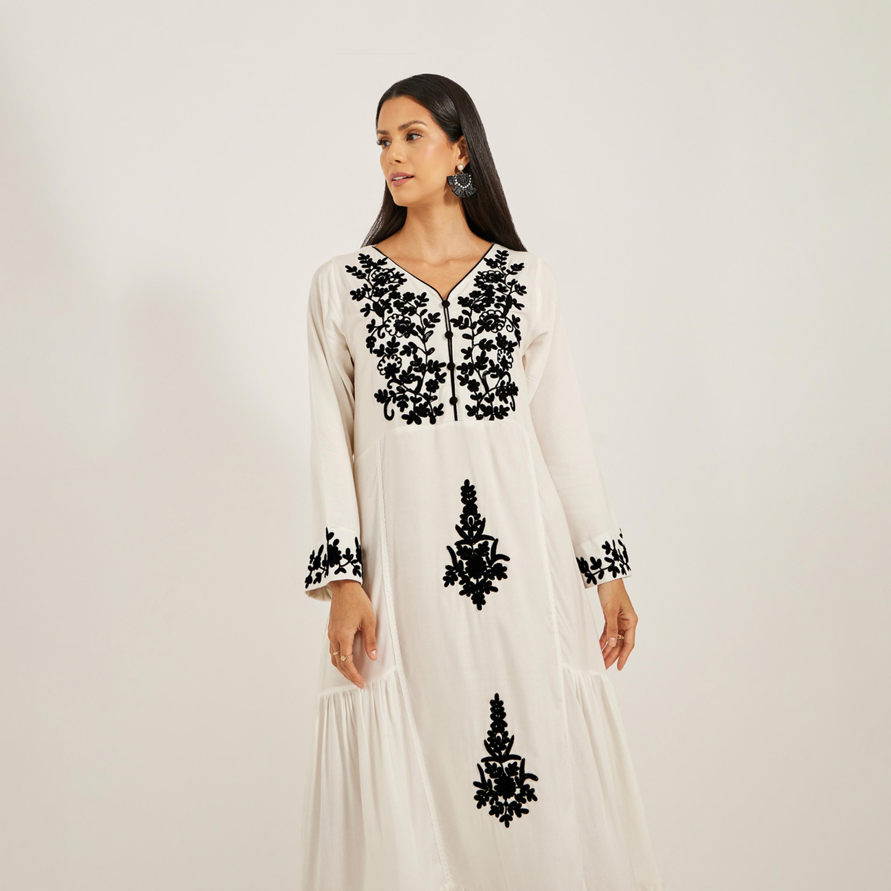Maxim Creation X Styli White Rayon Kaftan With Doriwork-women-arabicclothing-kaftan-image-3