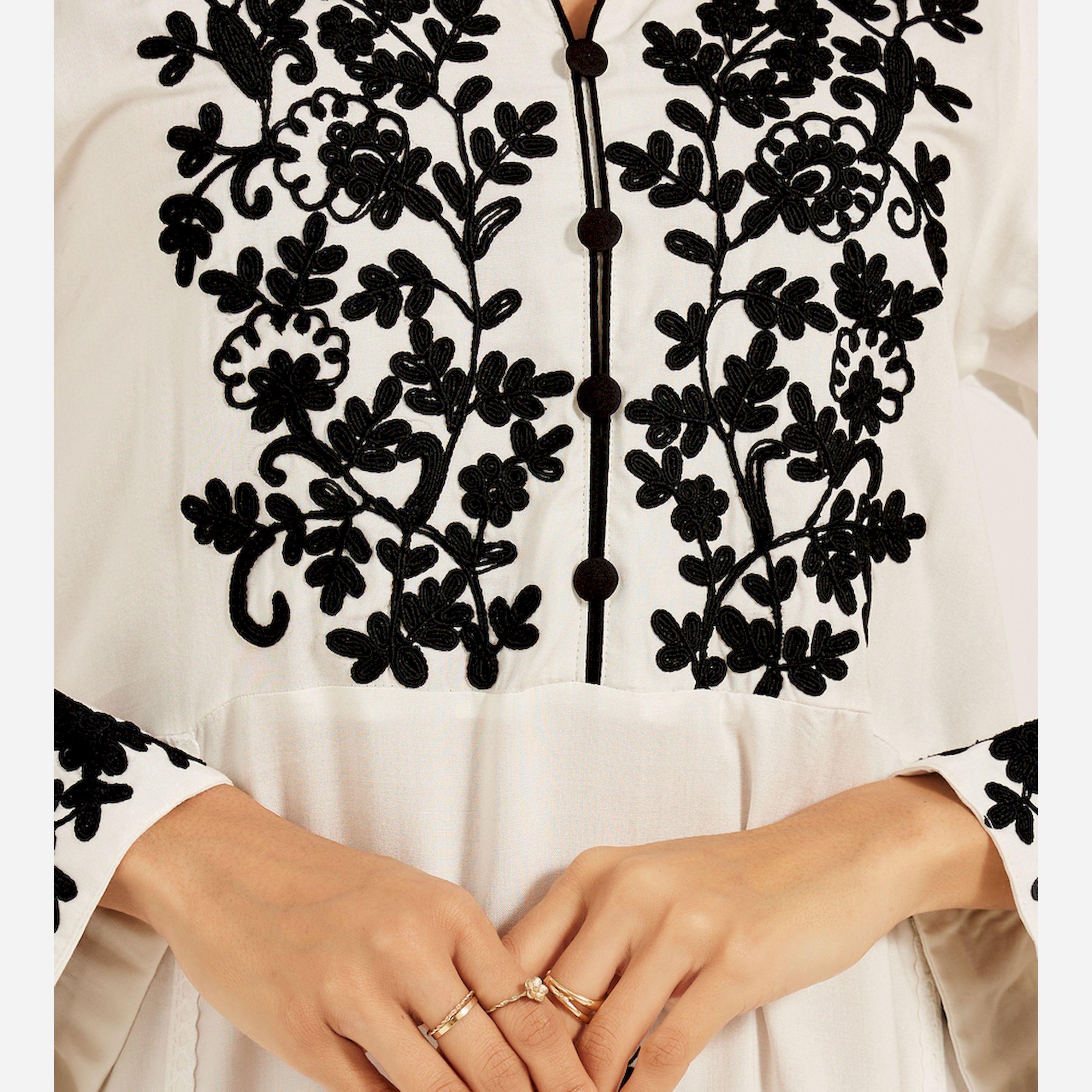 Maxim Creation X Styli White Rayon Kaftan With Doriwork-women-arabicclothing-kaftan-image-4