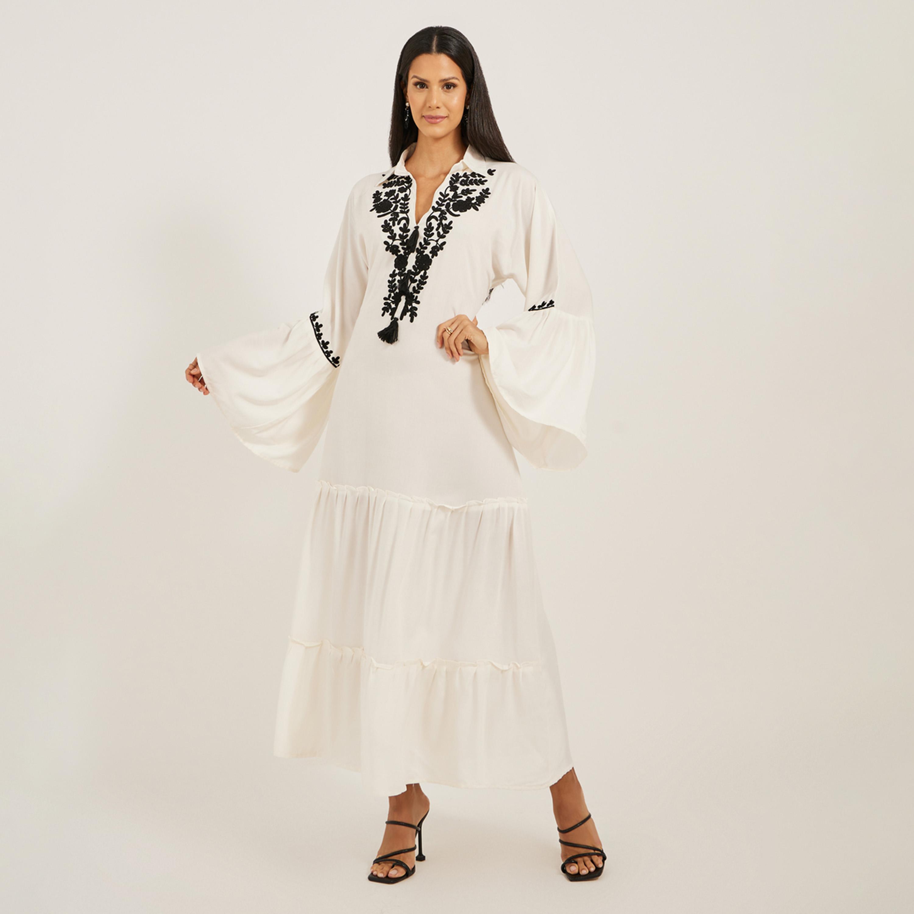 Maxim Creation X Styli White Rayon Kaftan With Doriwork And Tasssels-women-arabicclothing-kaftan-image-1