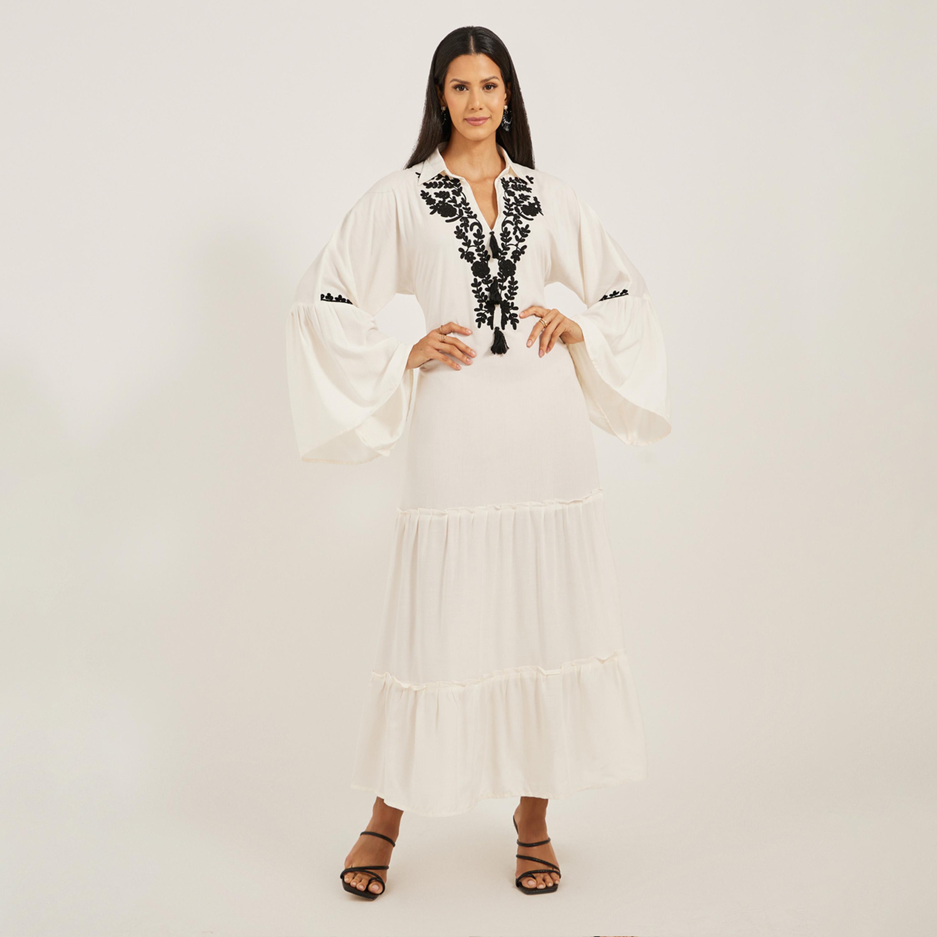 Maxim Creation X Styli White Rayon Kaftan With Doriwork And Tasssels-women-arabicclothing-kaftan-image-2