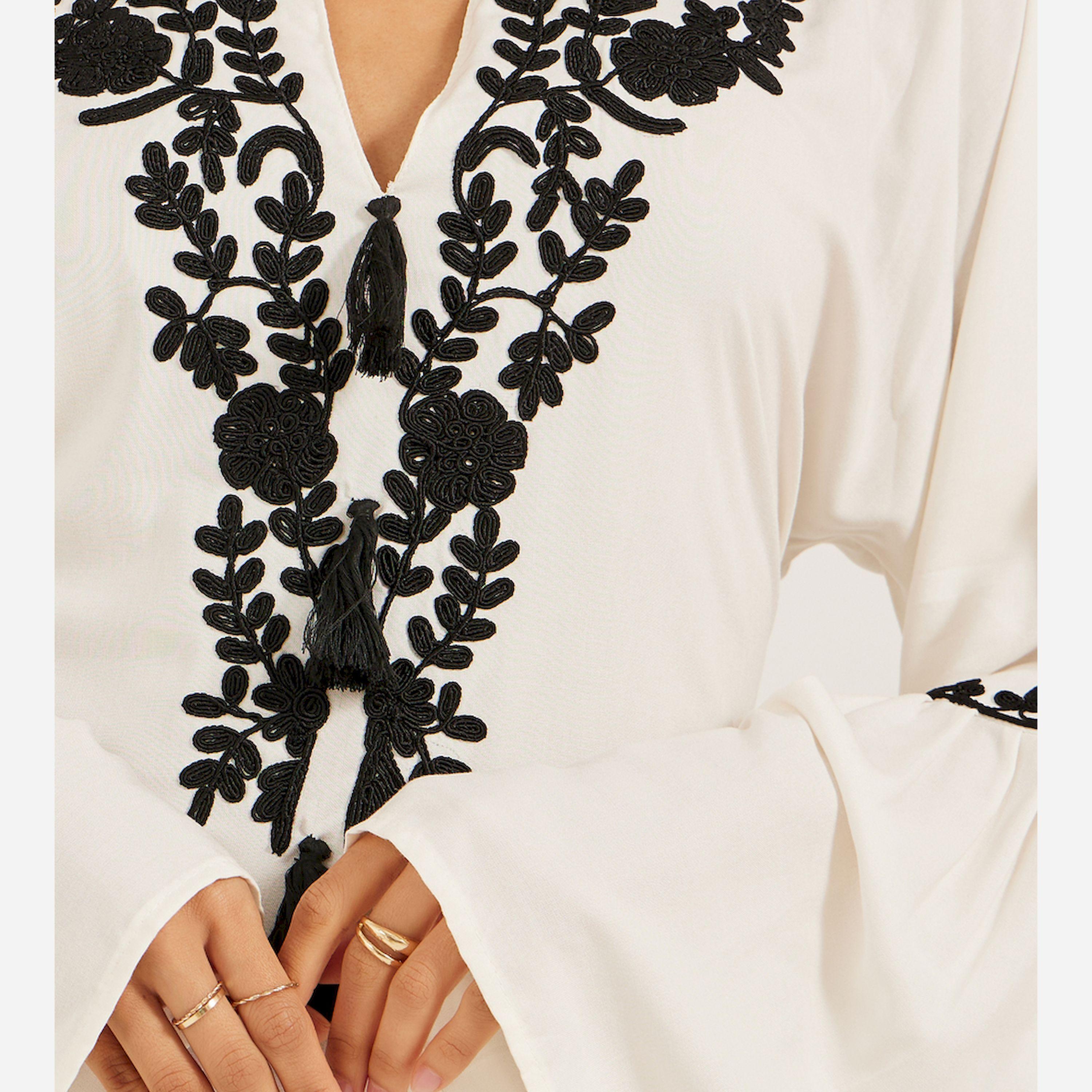 Maxim Creation X Styli White Rayon Kaftan With Doriwork And Tasssels-women-arabicclothing-kaftan-image-4