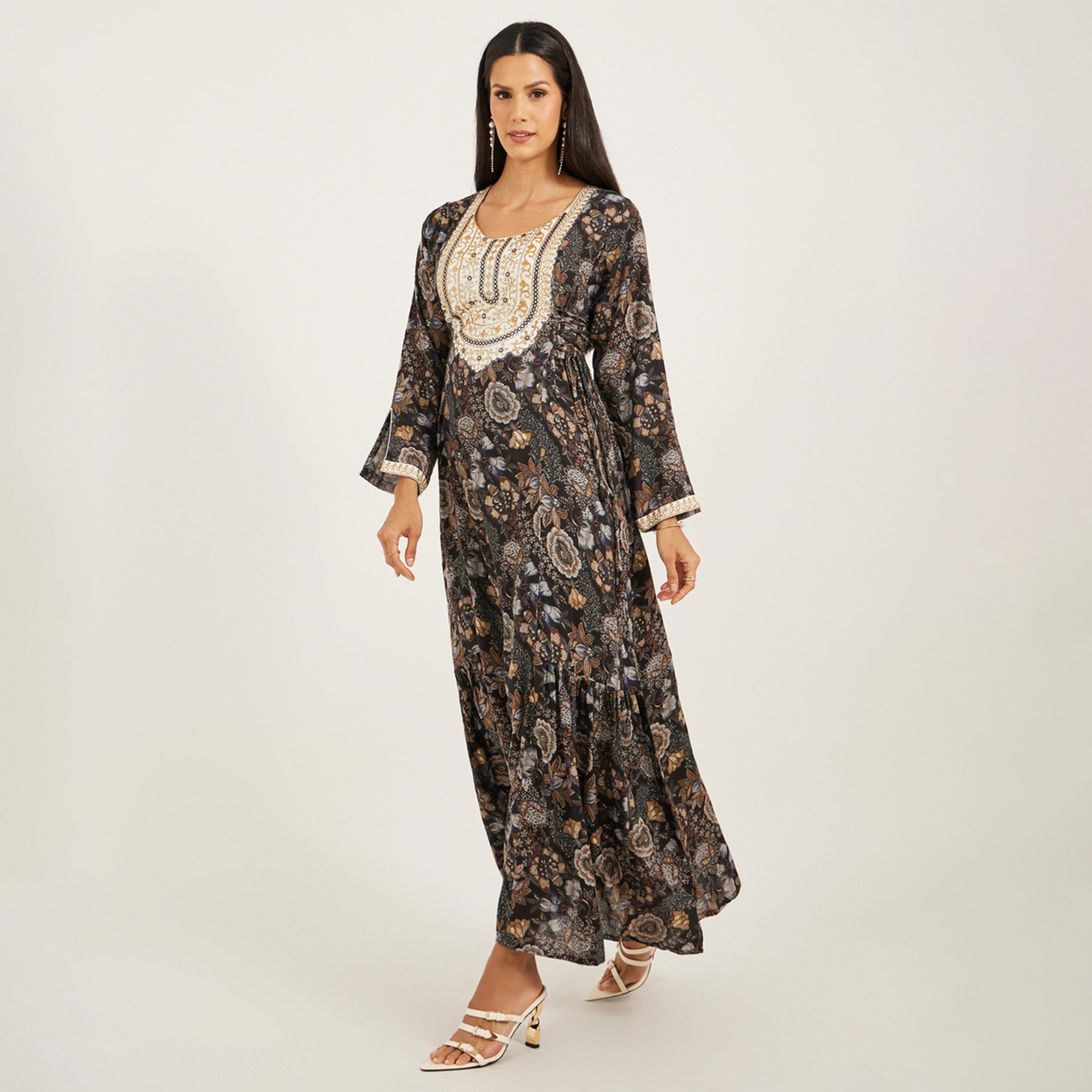Maxim Creation X Styli Printed Rayon Kaftan With Threadwork And Stones-women-arabicclothing-kaftan-image-1