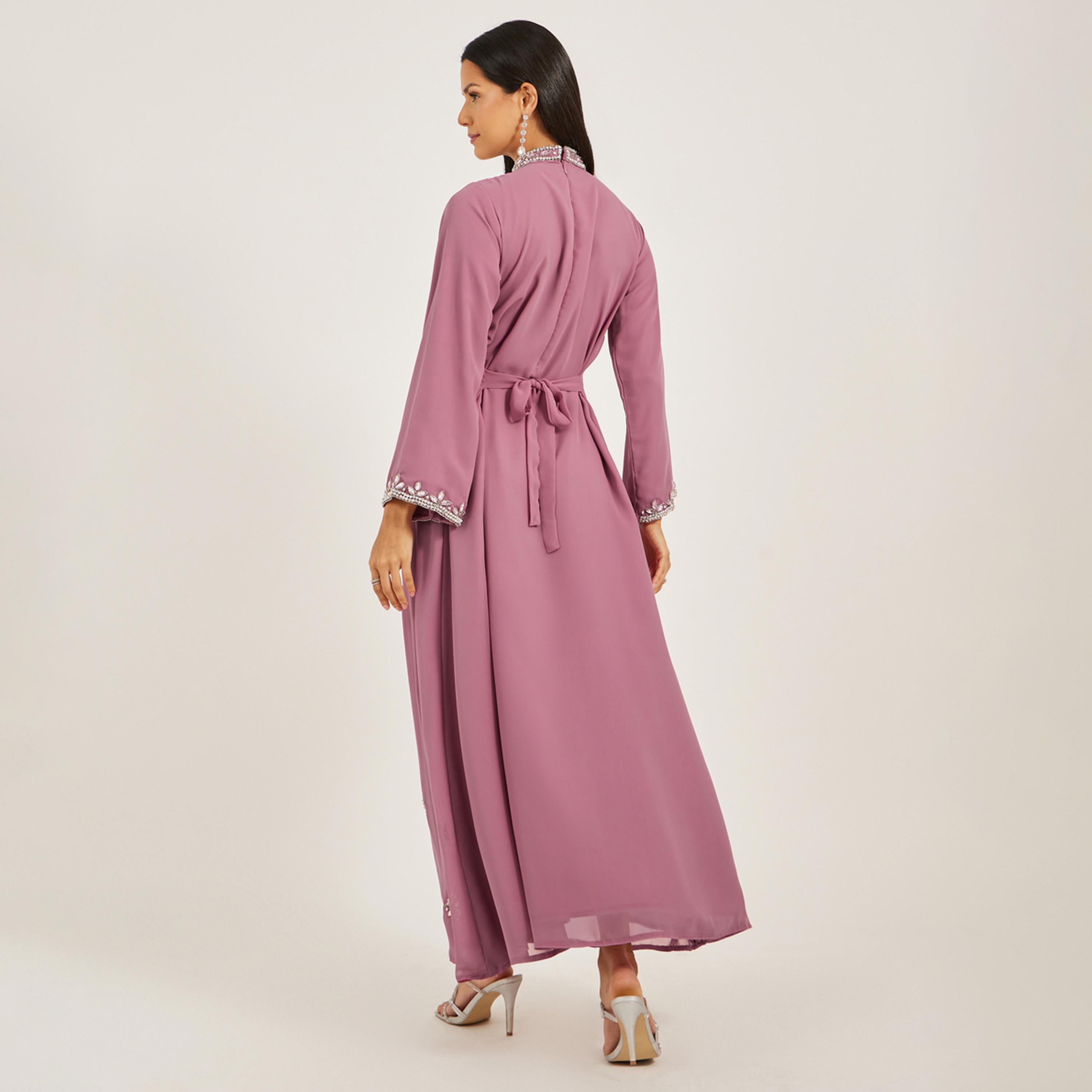 Maxim Creation X Styli Mauve Kaftan with detailed crystal hand embroidery-women-arabicclothing-kaftan-image-5