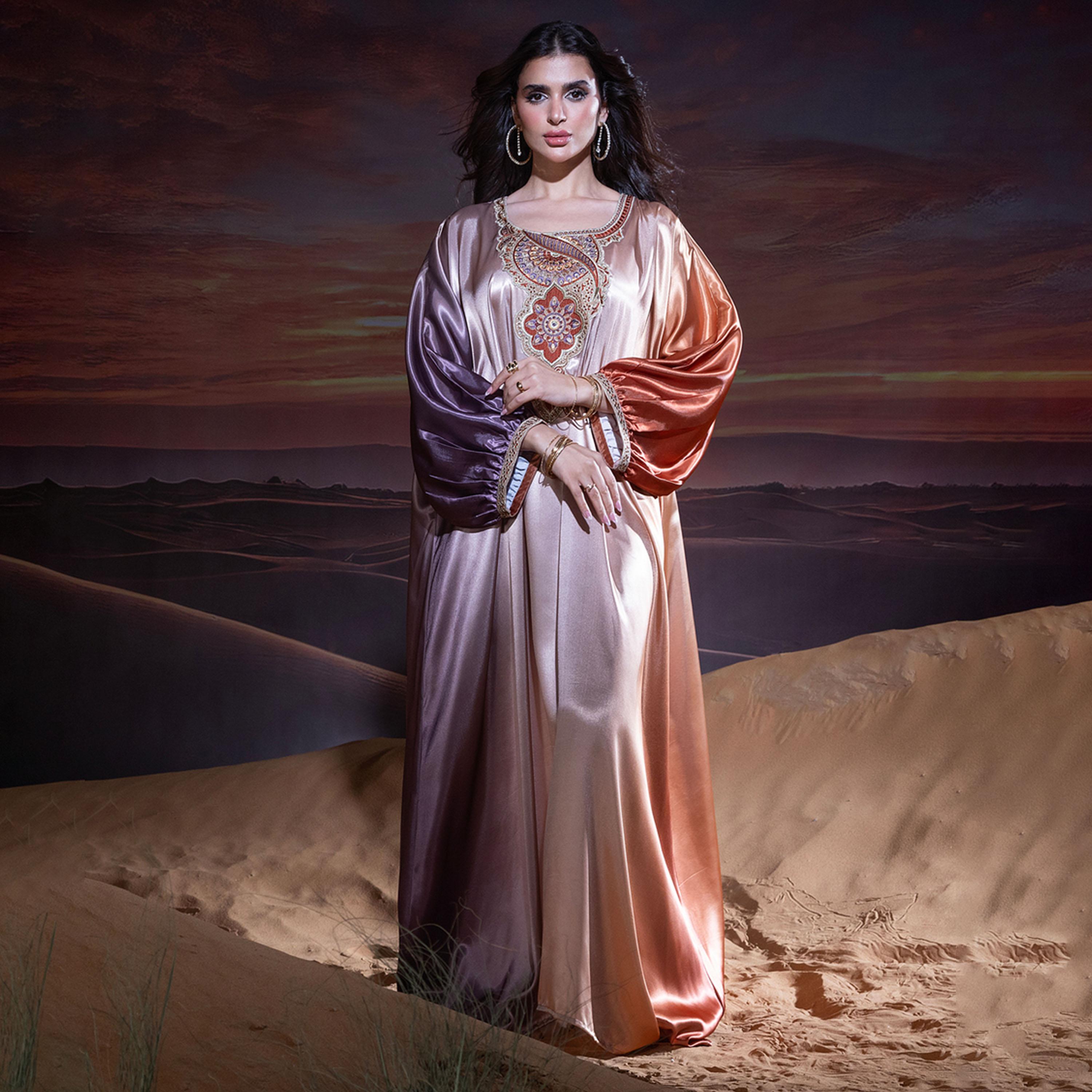 Maxim Creation X Styli Embroidered Detail Ombre Jalabiya-women-arabicclothing-kaftan-image-6