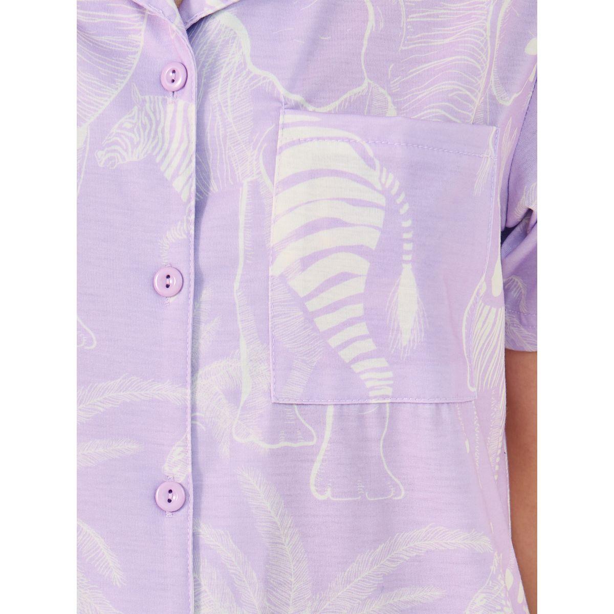 طقم من بنطال بيجاما مع بلوزة بطبعة جرافيك-women-clothing-nightwear-pyjamas-longsets-image-4