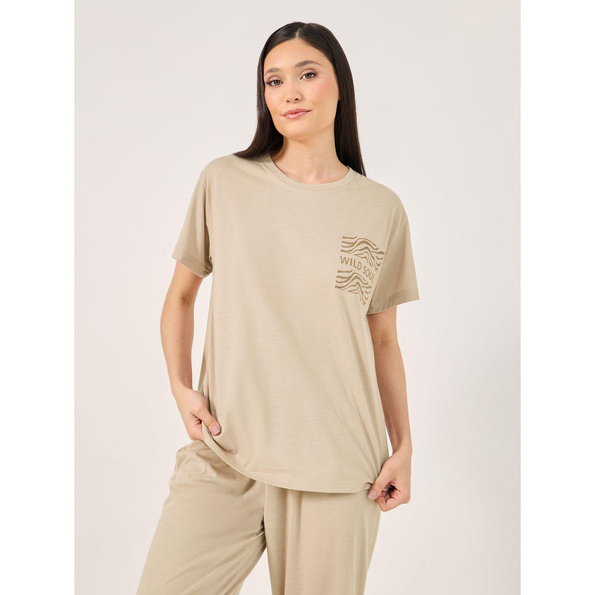 Wild Soul Graphic T-Shirt and Cuffed Pyjama Set-women-clothing-nightwear-pyjamas-longsets-image-3