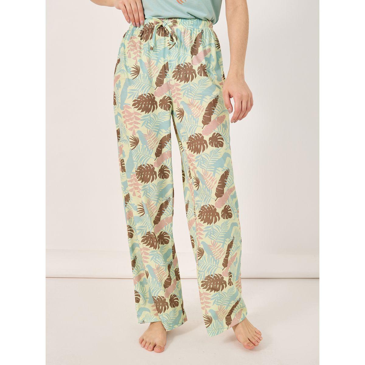 Self Love Graphic T-Shirt and Leaf Print Pyjama Set-women-clothing-nightwear-pyjamas-longsets-image-6