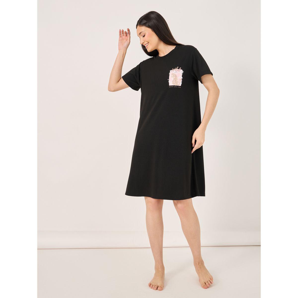 Wild Animal Print Sleep T-Shirt Dress-women-clothing-nightwear-nighties-image-1
