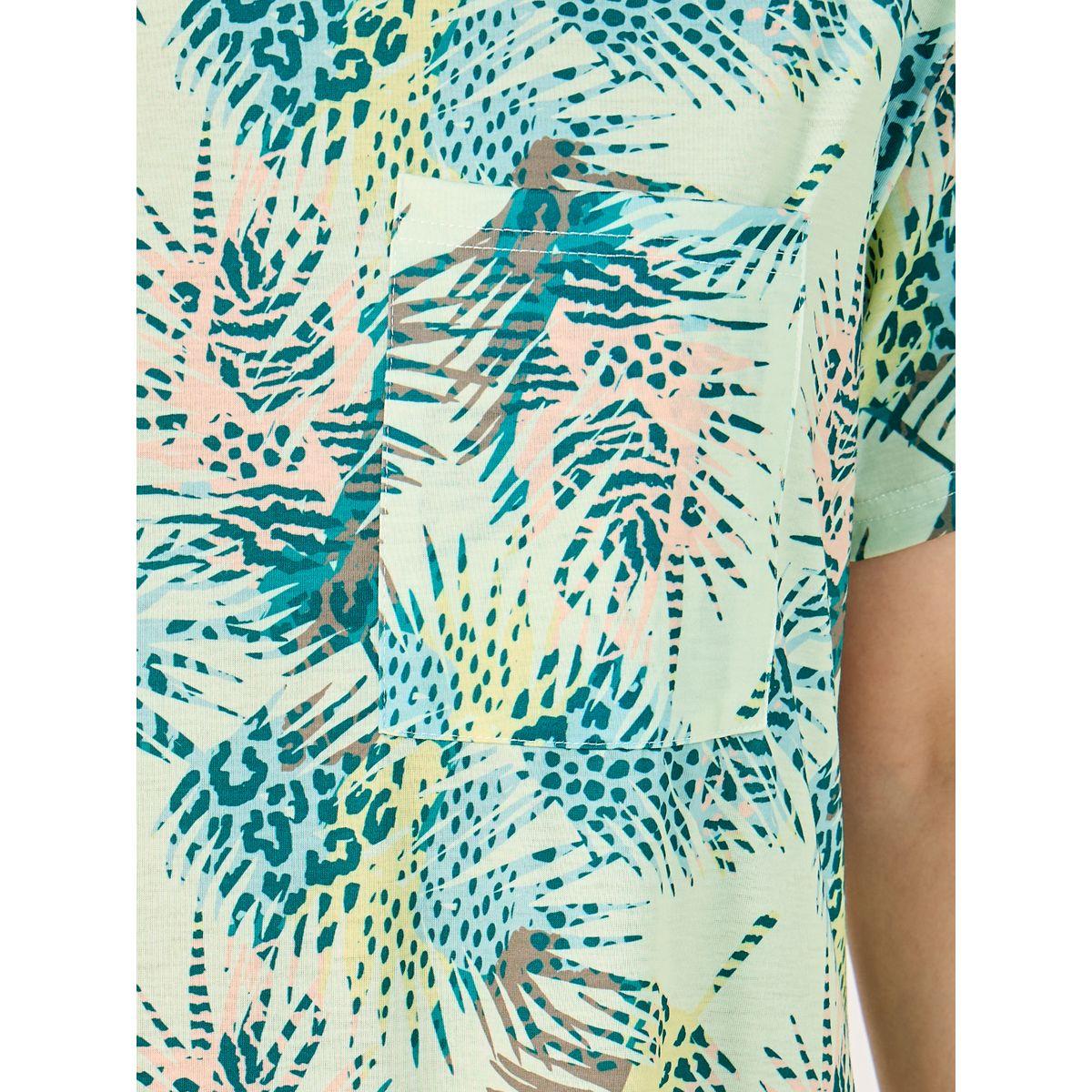 All Over Tropical Palm Print Pocket Sleep T-Shirt Dress-women-clothing-nightwear-nighties-image-3