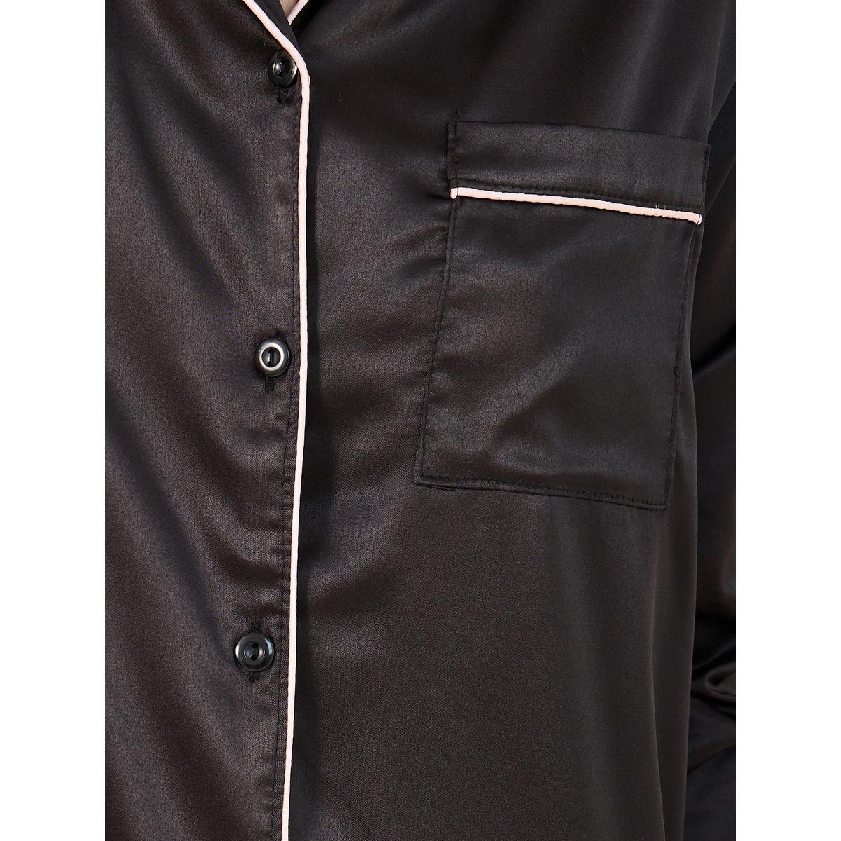طقم من بنطال بيجاما وبلوزة طويلة بتفاصيل محزوزة-women-clothing-nightwear-pyjamas-longsets-image-3