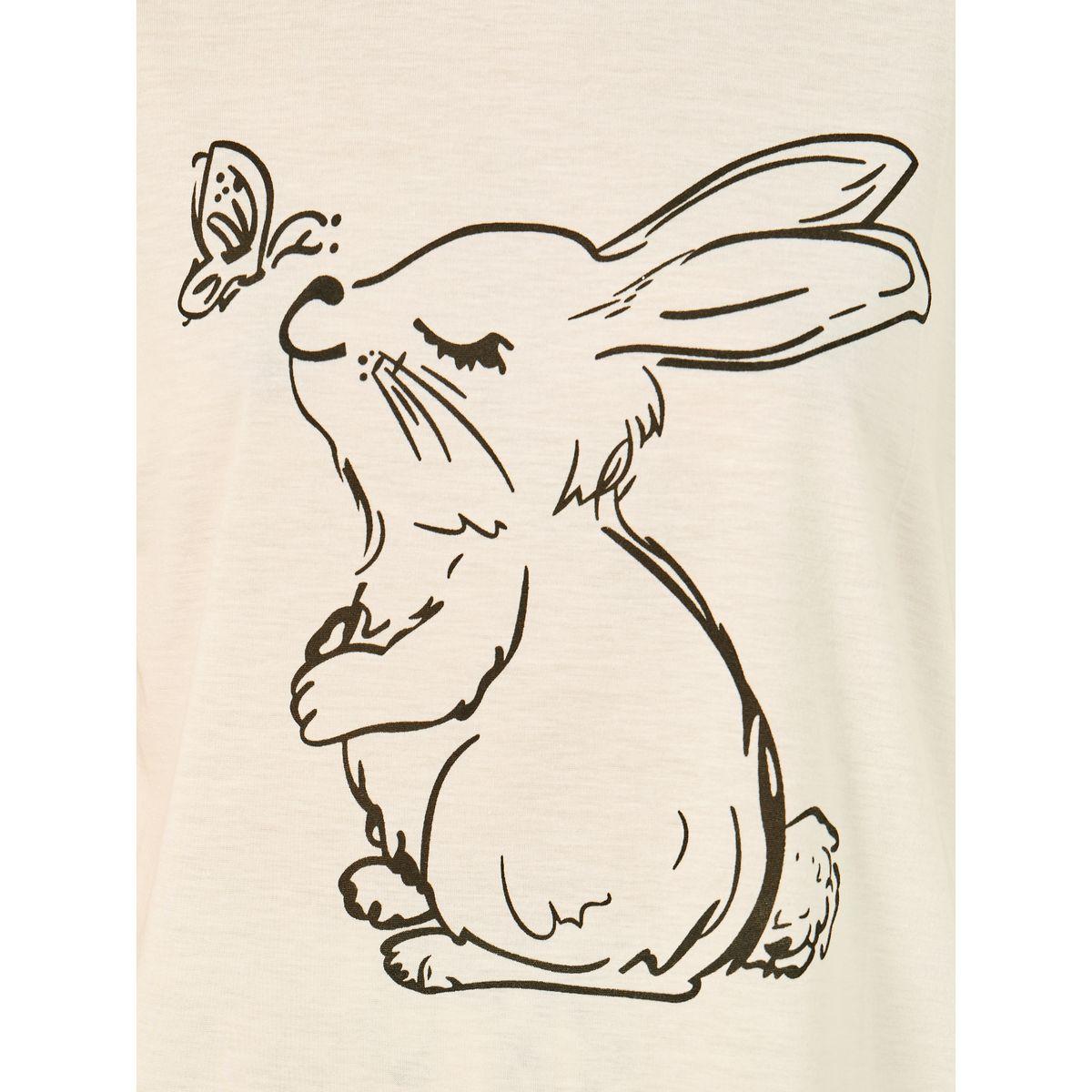 Bunny Print T-Shirt and Cuffed Pyjama Set-women-clothing-nightwear-pyjamas-longsets-image-3