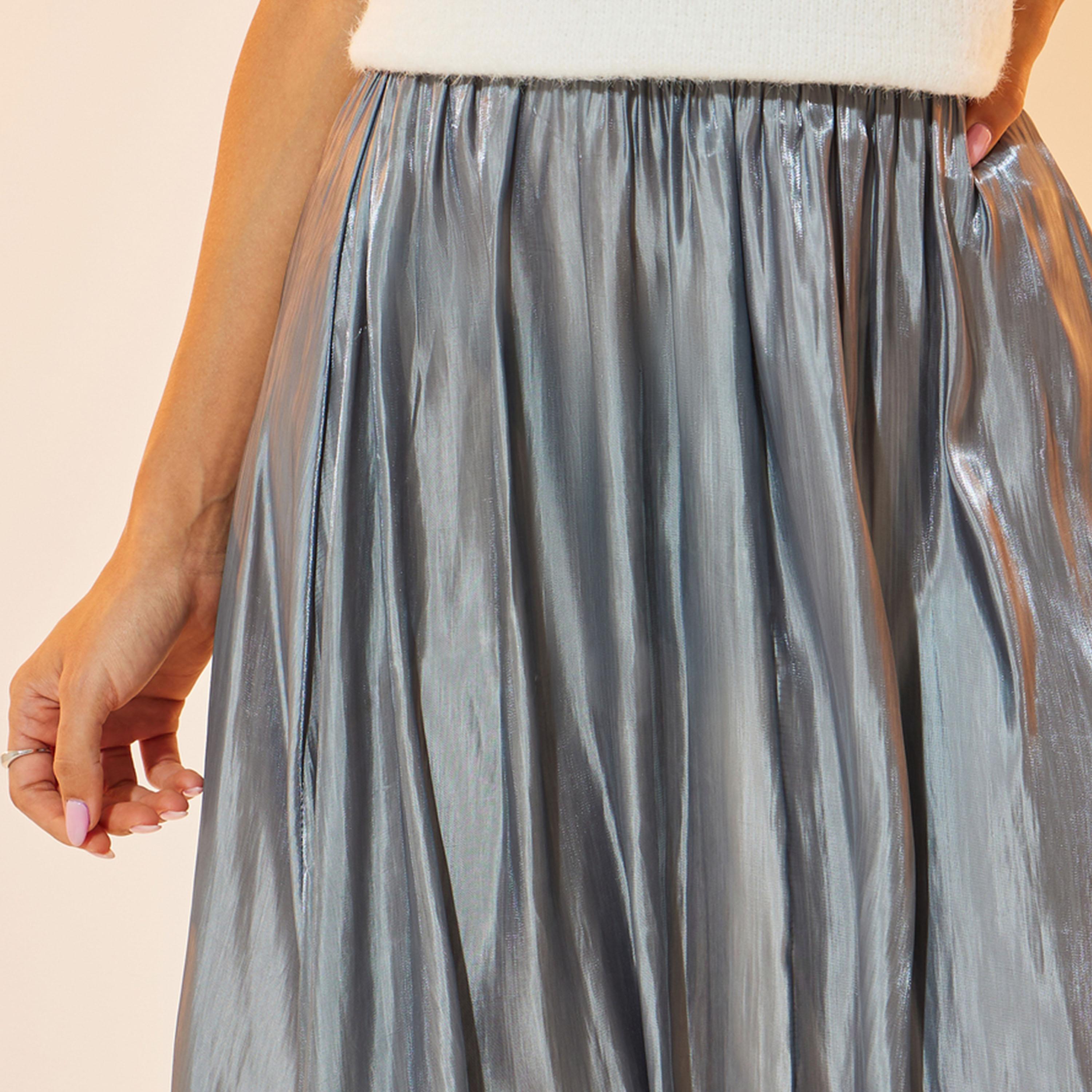 Take Two Metallic Look Gathered A-Line Maxi Skirt-women-clothing-bottoms-skirts-image-3