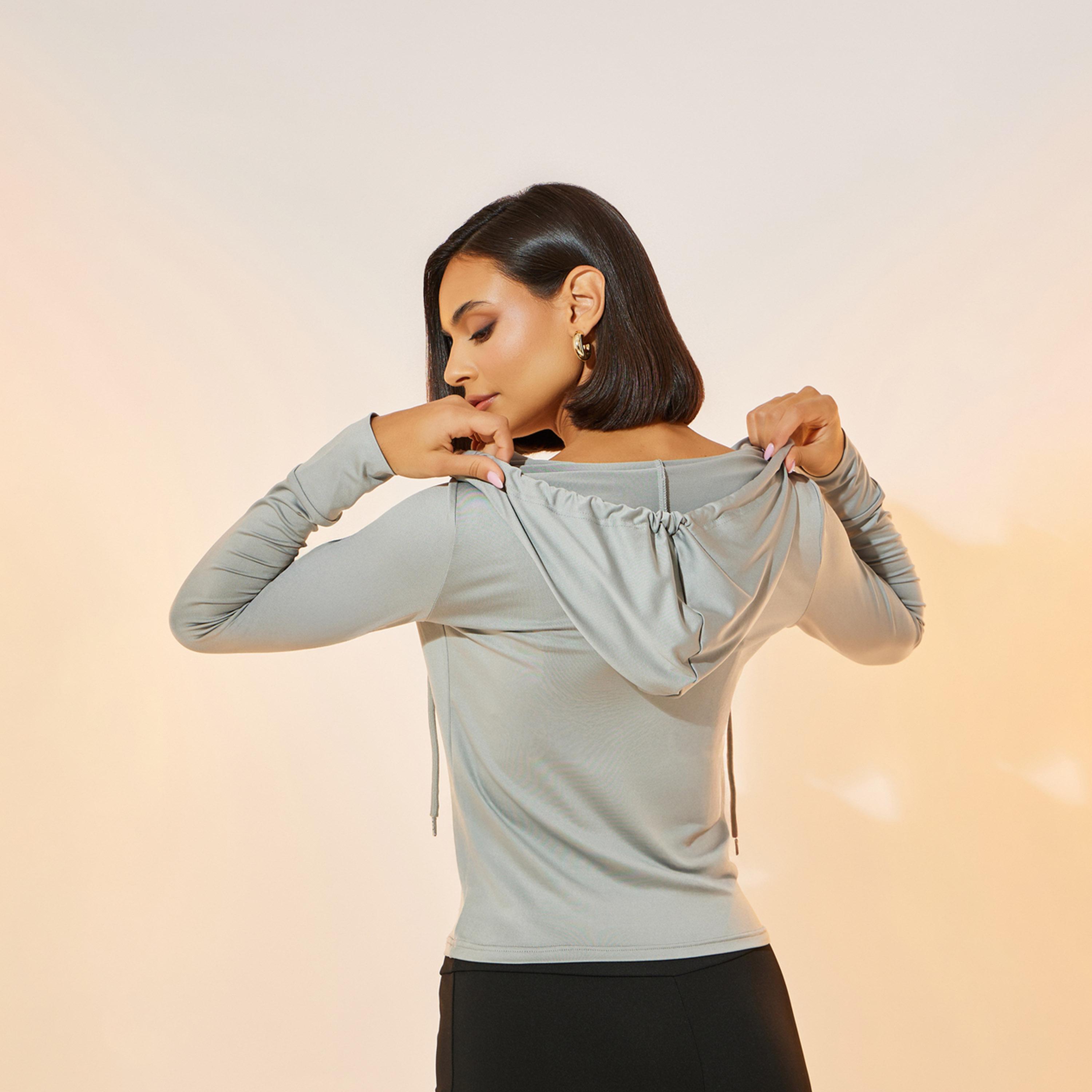 Take Two Round Neck Lace Detail Knitted Top with Kangaroo Pocket-women-clothing-tshirts-image-4