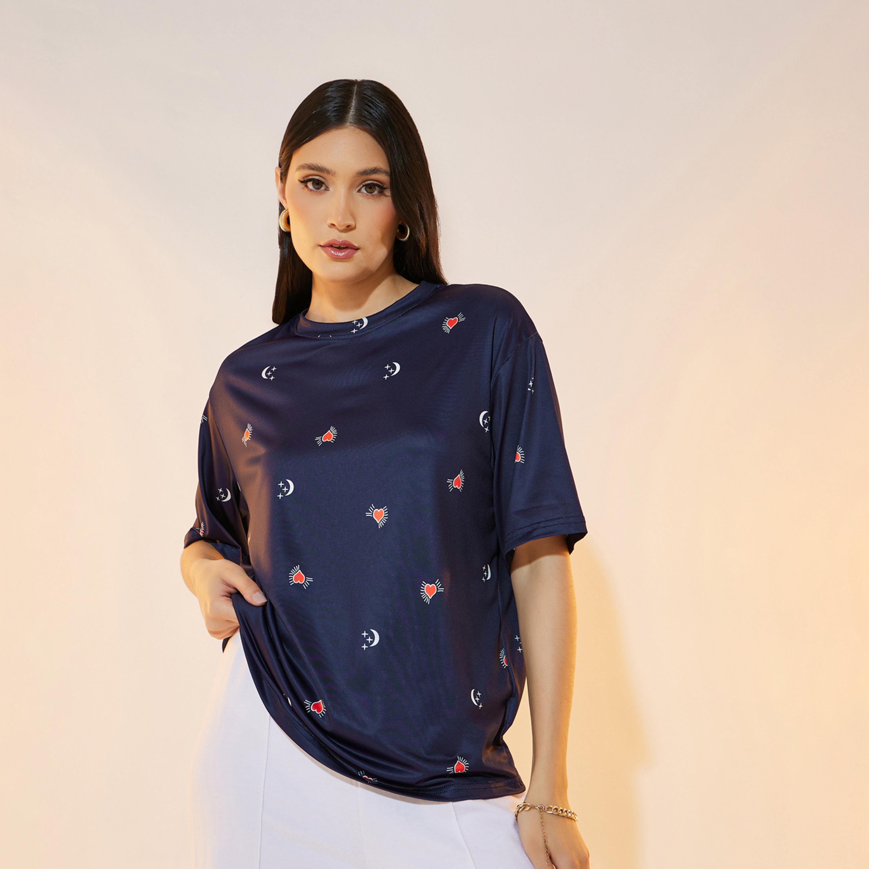 تيشيرت مطبع بالكامل مع ياقة دائرية-women-clothing-tshirts-image-1