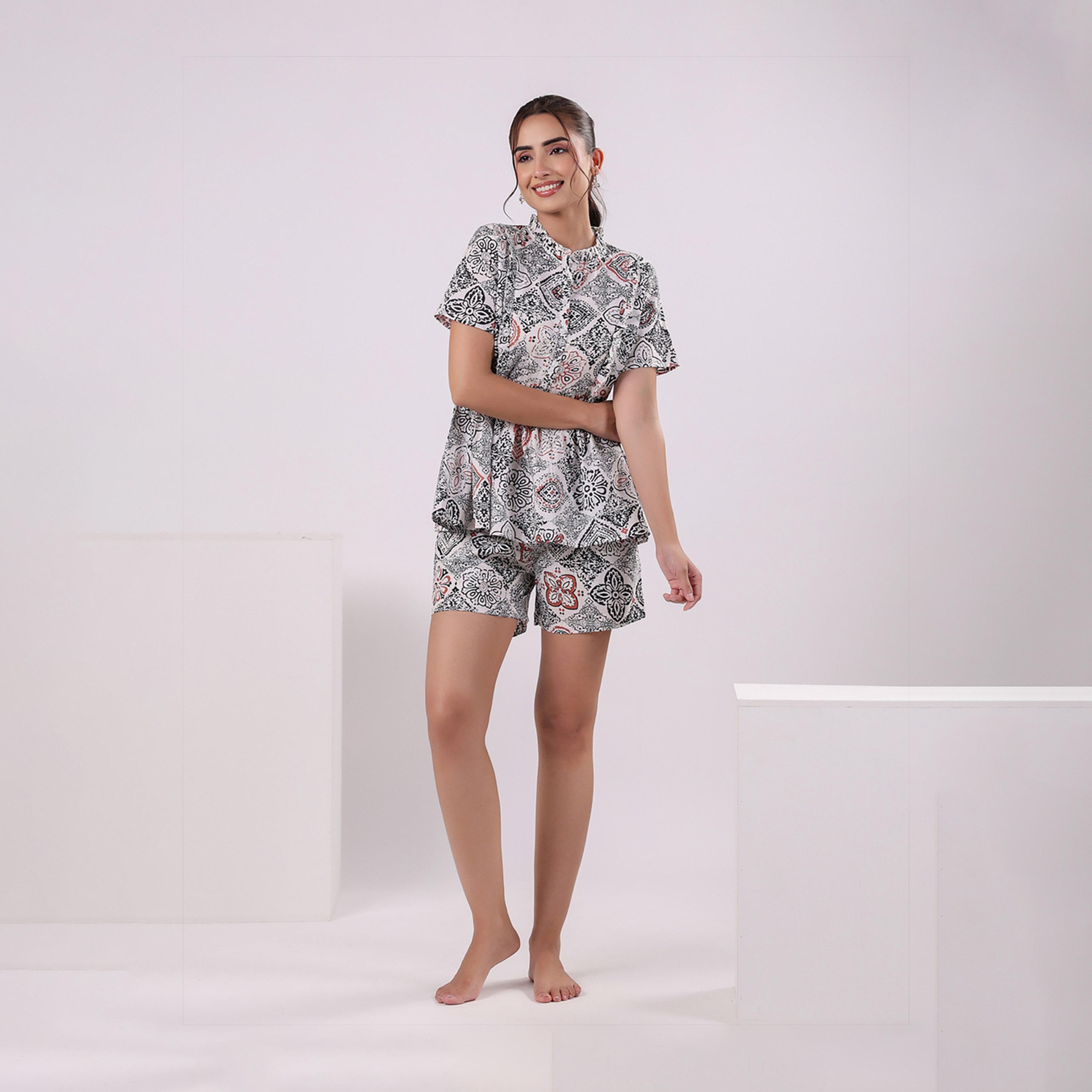 سانسكروتي هومز × ستايلي - طقم نوم للنساء القطن بطبعات عرقية-women-clothing-nightwear-pyjamas-shortsets-image-5