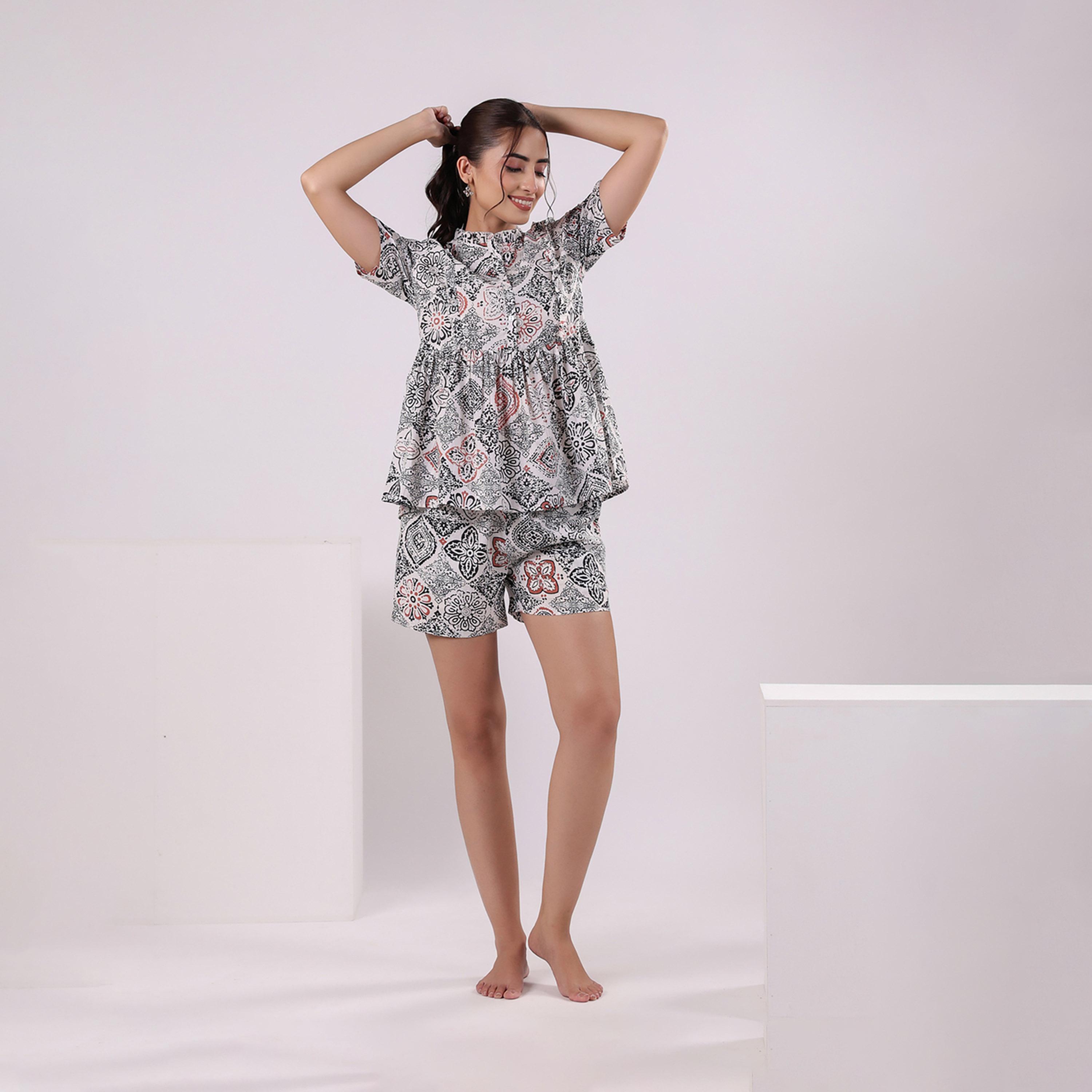 سانسكروتي هومز × ستايلي - طقم نوم للنساء القطن بطبعات عرقية-women-clothing-nightwear-pyjamas-shortsets-image-6