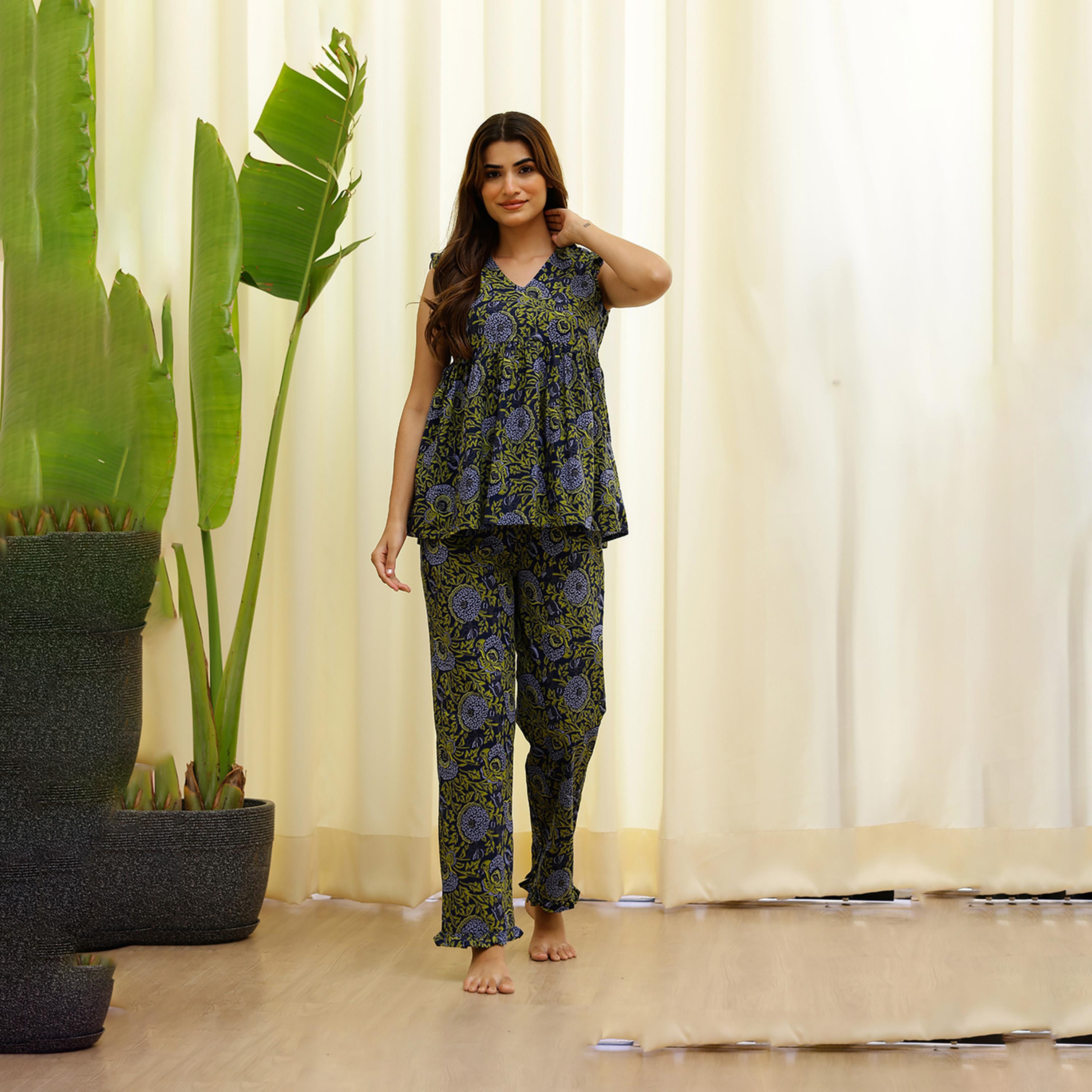 Sanskrutihomes X Styli Floral Printed Pure Cotton Night Suit-women-clothing-nightwear-pyjamas-longsets-image-1