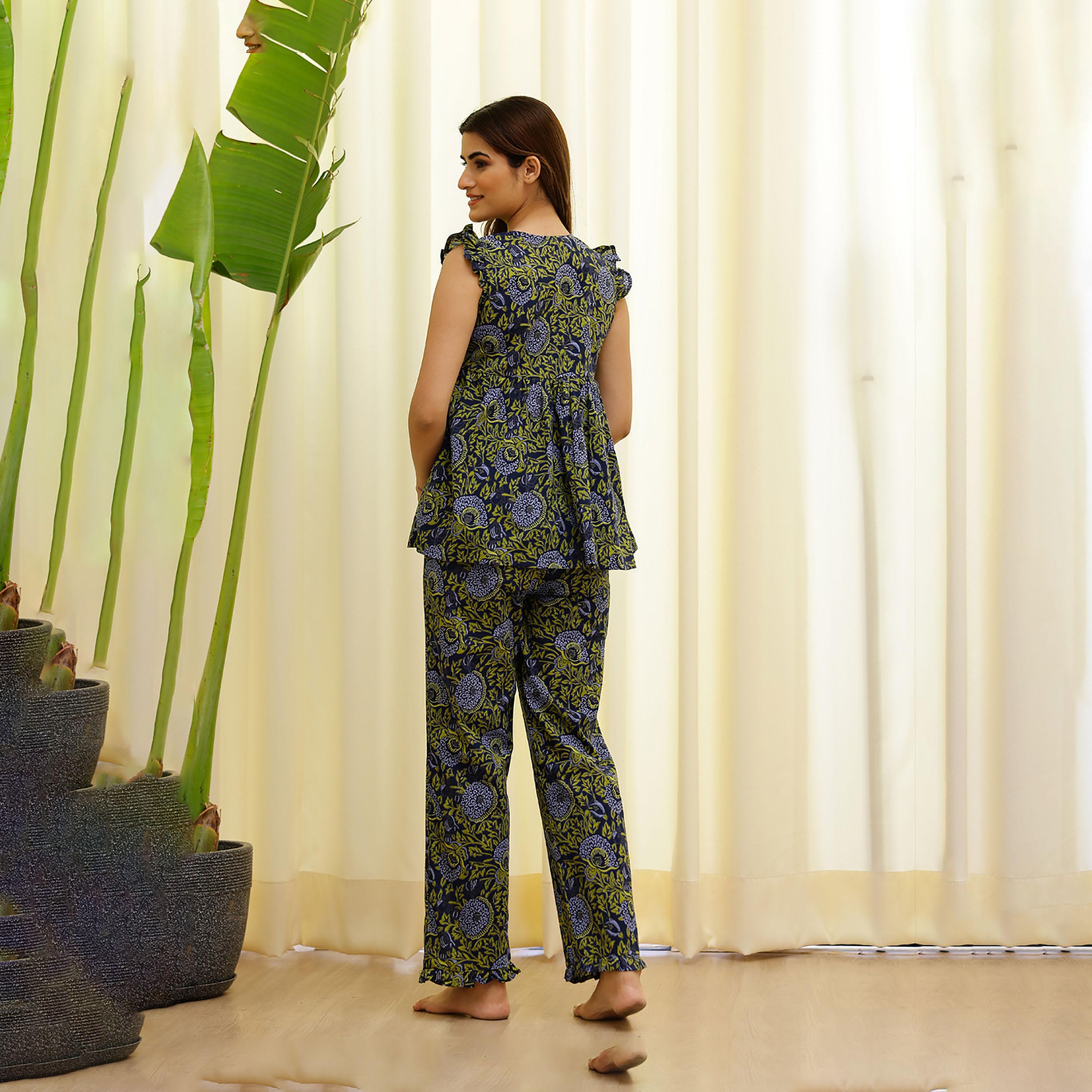 Sanskrutihomes X Styli Floral Printed Pure Cotton Night Suit-women-clothing-nightwear-pyjamas-longsets-image-2