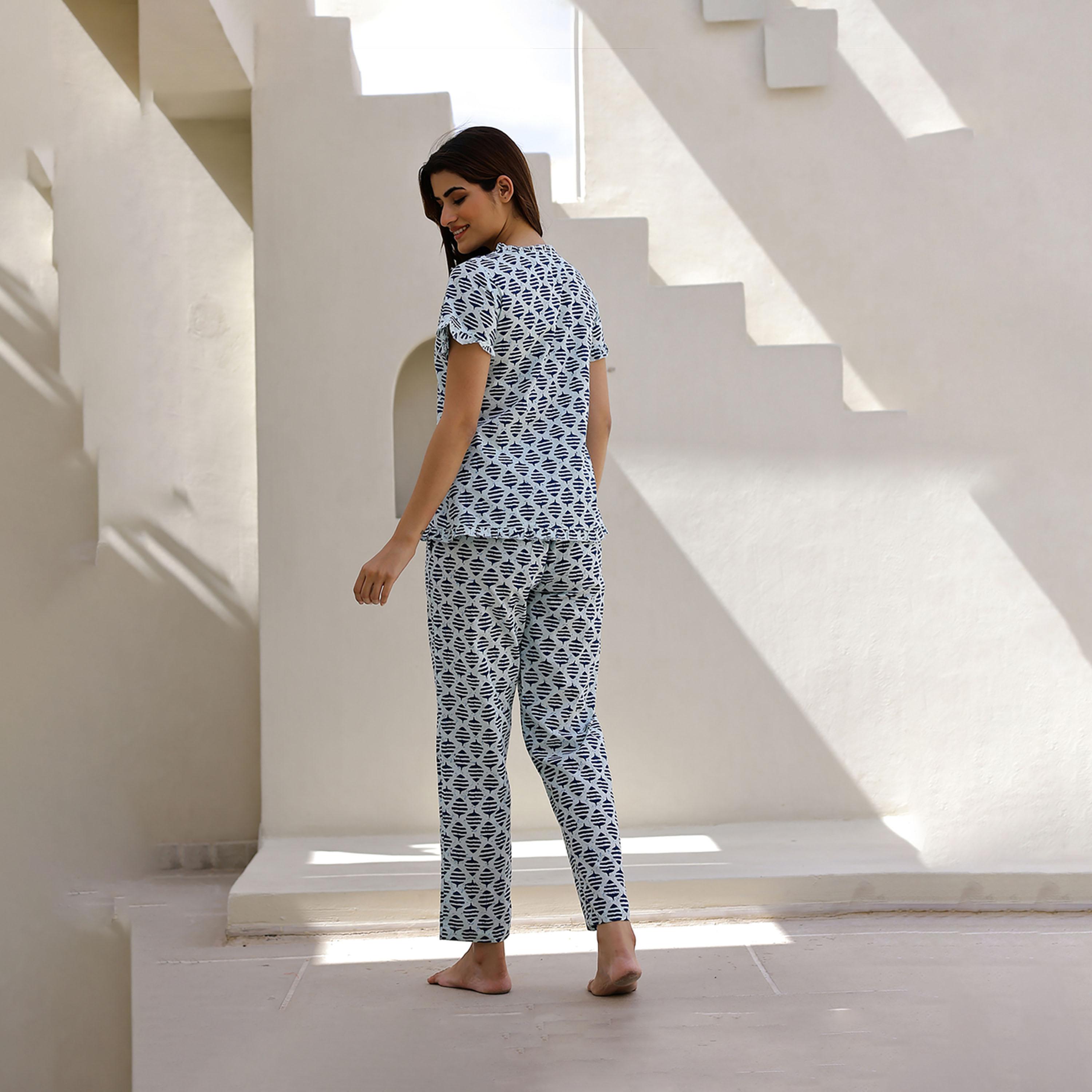 Sanskrutihomes X Styli Ethnic Motifs Printed Pure Cotton Night Suit-women-clothing-nightwear-pyjamas-longsets-image-2