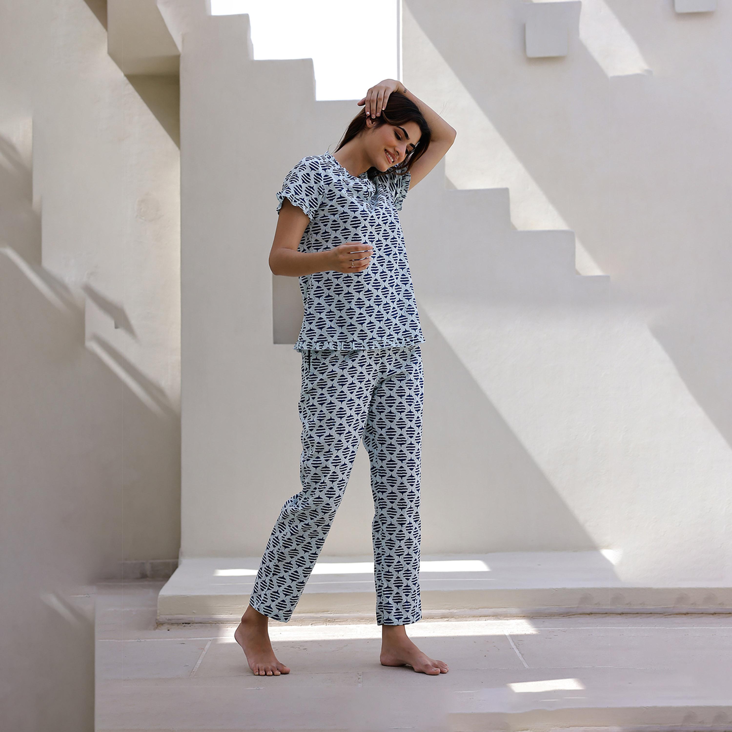 Sanskrutihomes X Styli Ethnic Motifs Printed Pure Cotton Night Suit-women-clothing-nightwear-pyjamas-longsets-image-4