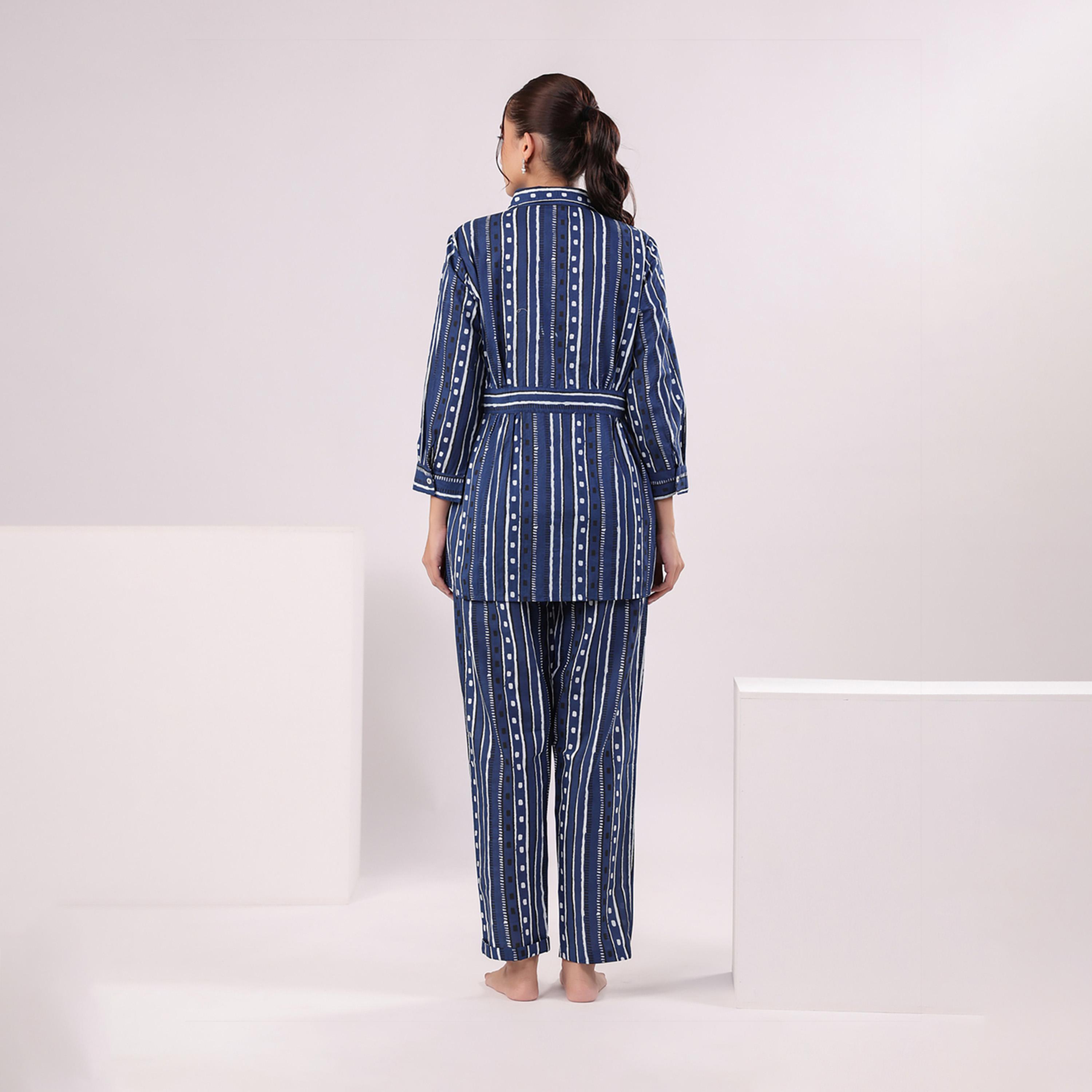 Sanskrutihomes X Styli Women Striped Printed Cotton Night Suit-women-clothing-nightwear-pyjamas-longsets-image-2