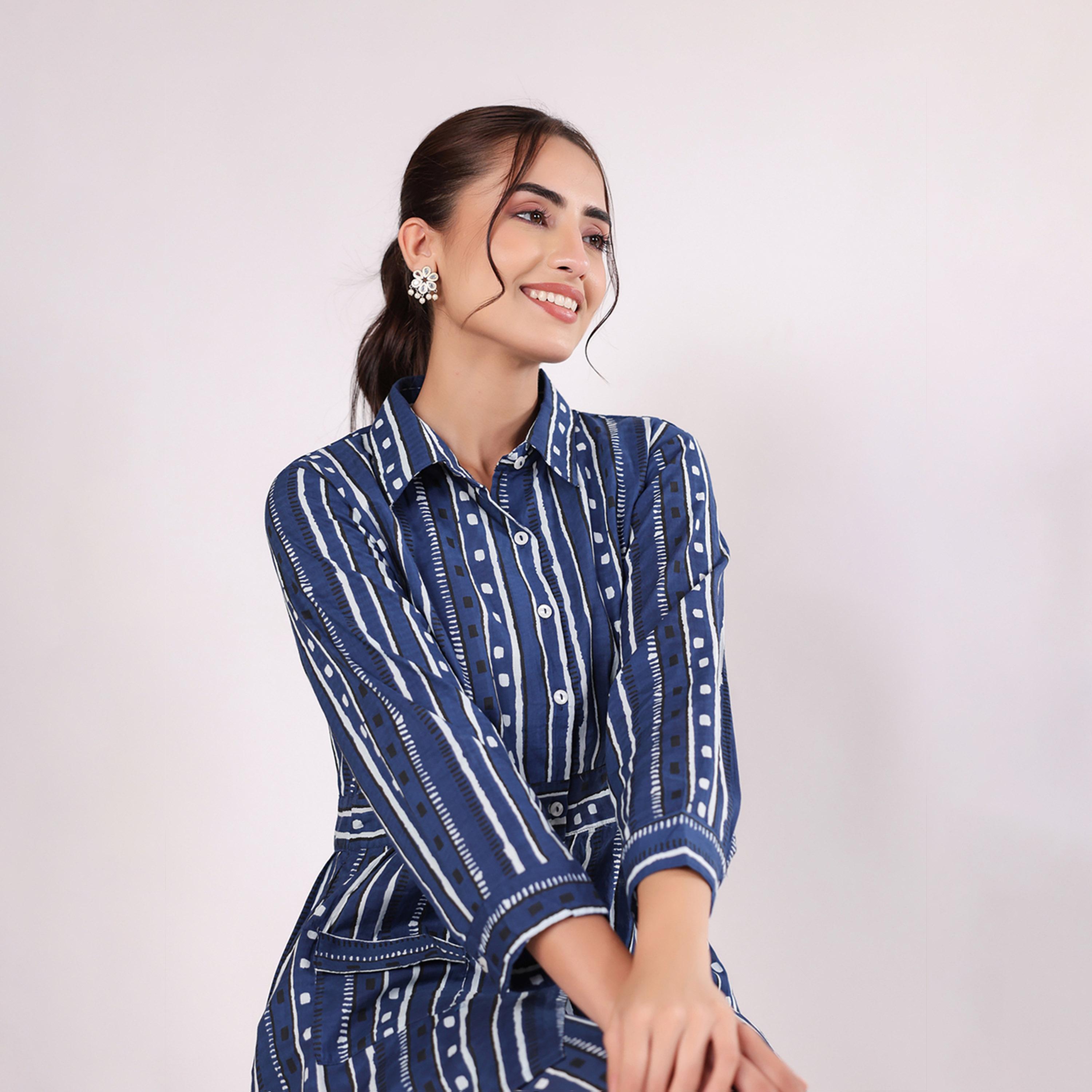 Sanskrutihomes X Styli Women Striped Printed Cotton Night Suit-women-clothing-nightwear-pyjamas-longsets-image-4