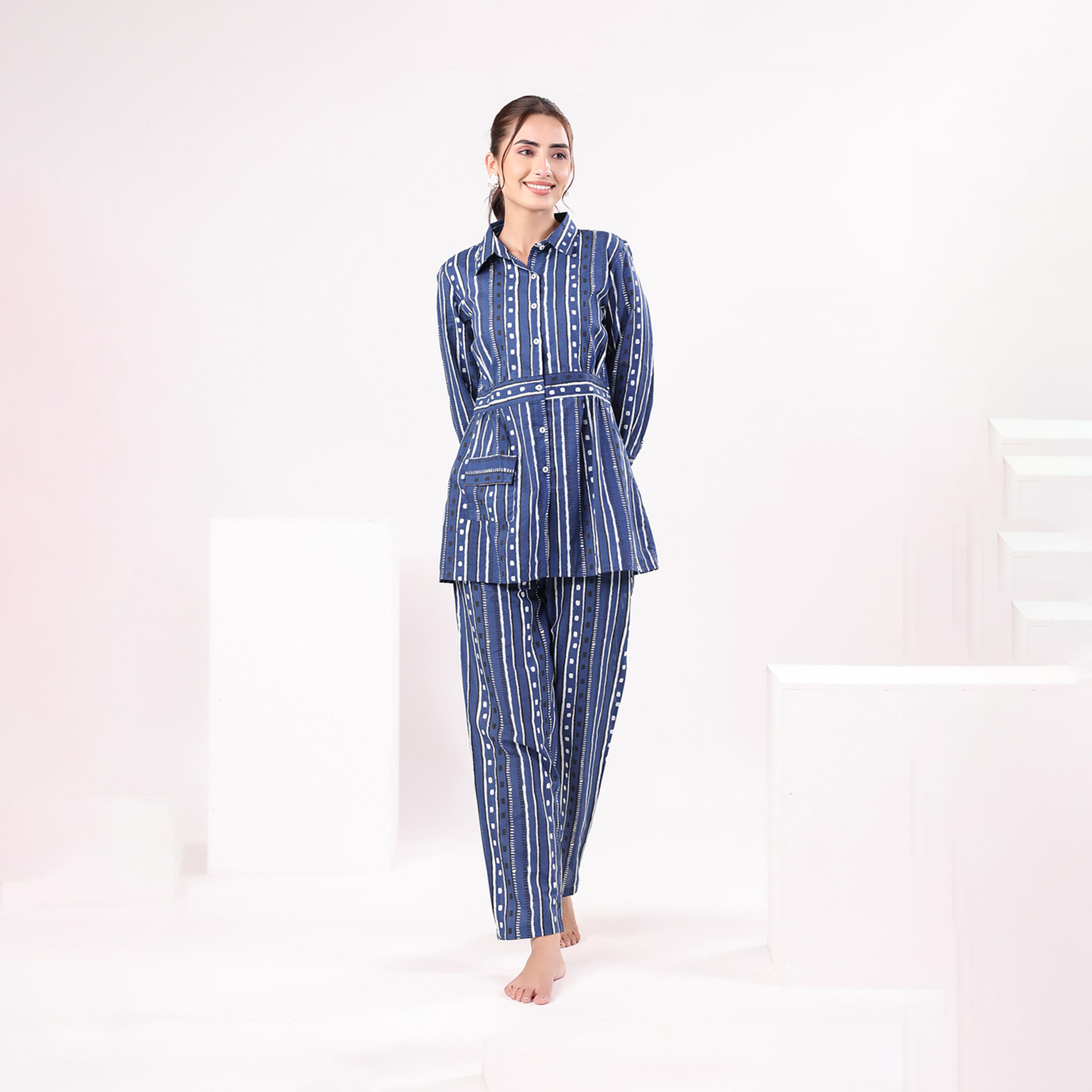 Sanskrutihomes X Styli Women Striped Printed Cotton Night Suit-women-clothing-nightwear-pyjamas-longsets-image-6