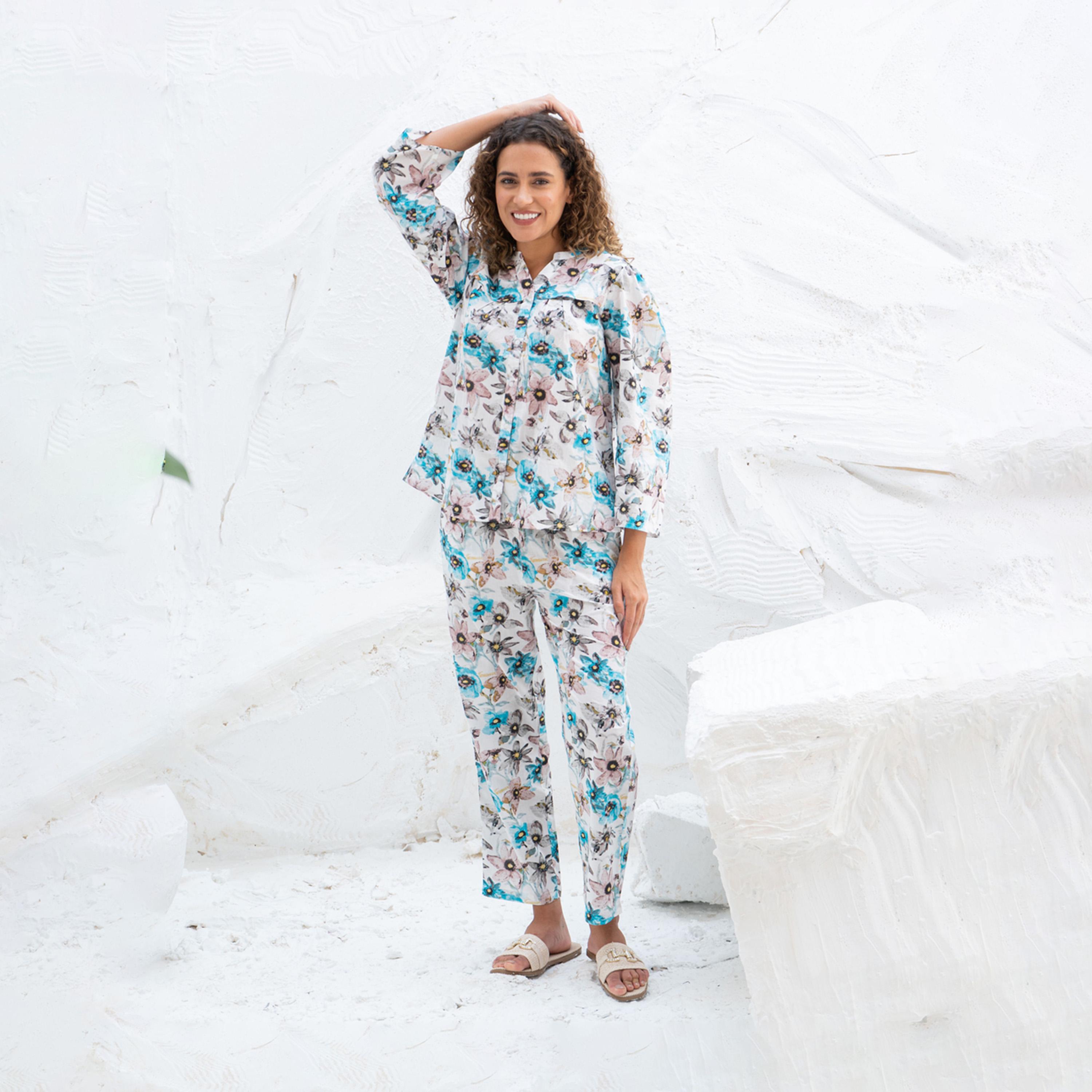 Sanskrutihomes X Styli Women Floral Printed Night Suit-women-clothing-nightwear-pyjamas-longsets-image-1