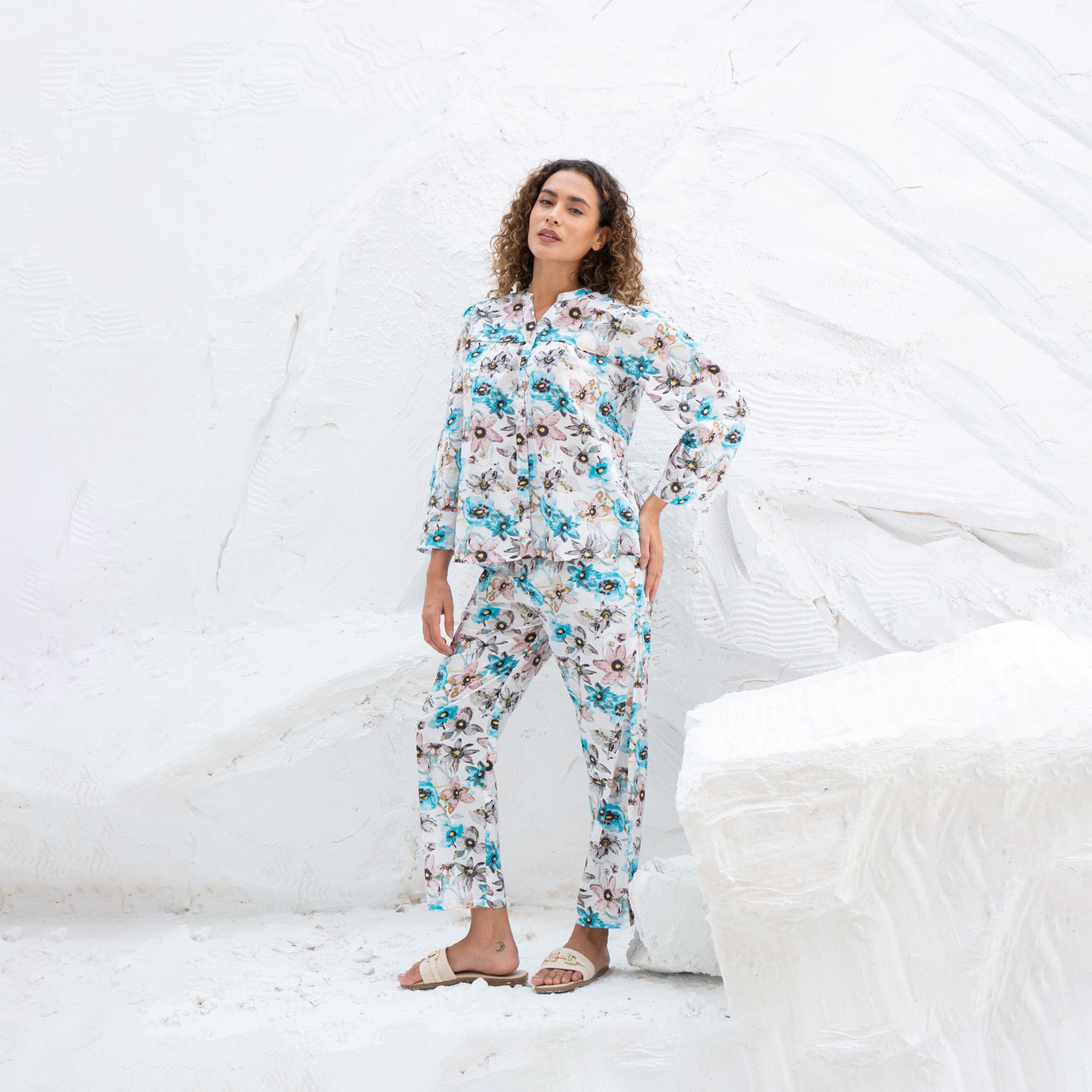 Sanskrutihomes X Styli Women Floral Printed Night Suit-women-clothing-nightwear-pyjamas-longsets-image-2
