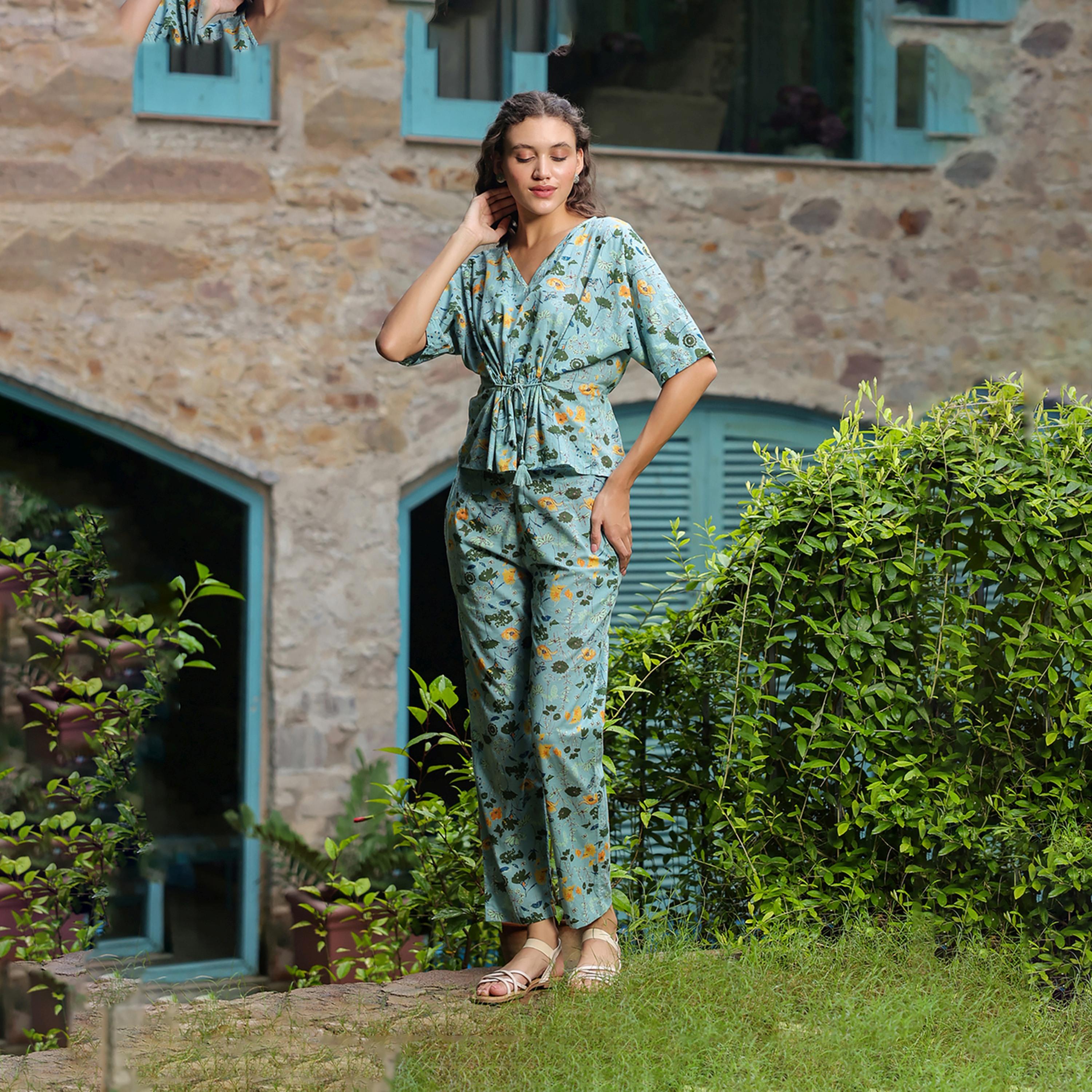 Sanskrutihomes X Styli Printed Pure Cotton Top With Trousers Co-Ords-women-clothing-nightwear-pyjamas-longsets-image-1