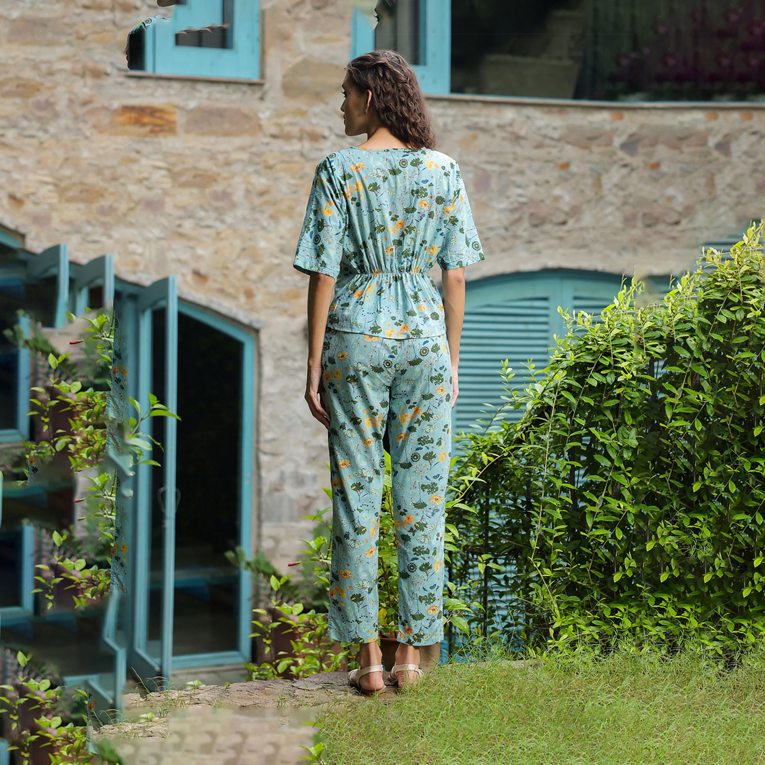 Sanskrutihomes X Styli Printed Pure Cotton Top With Trousers Co-Ords-women-clothing-nightwear-pyjamas-longsets-image-2