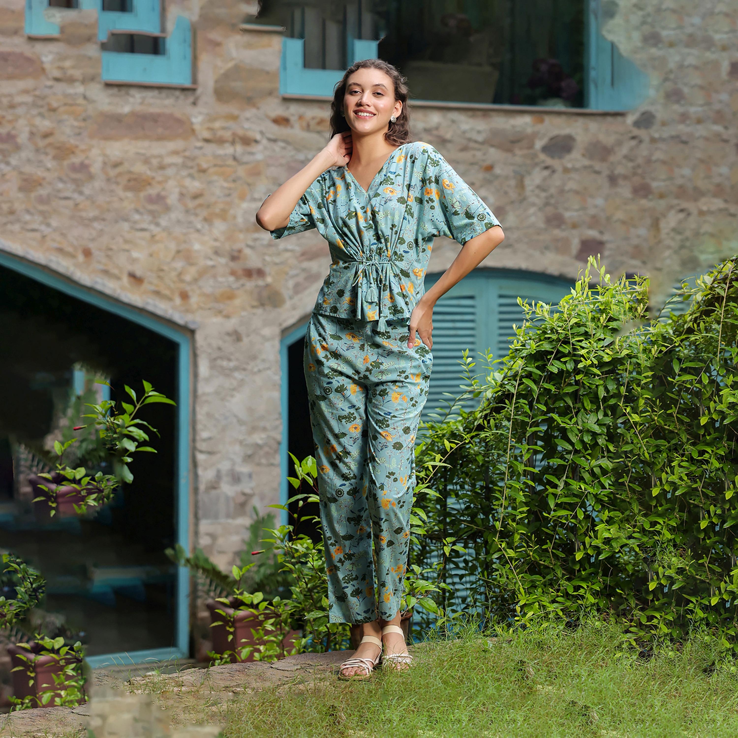 Sanskrutihomes X Styli Printed Pure Cotton Top With Trousers Co-Ords-women-clothing-nightwear-pyjamas-longsets-image-3
