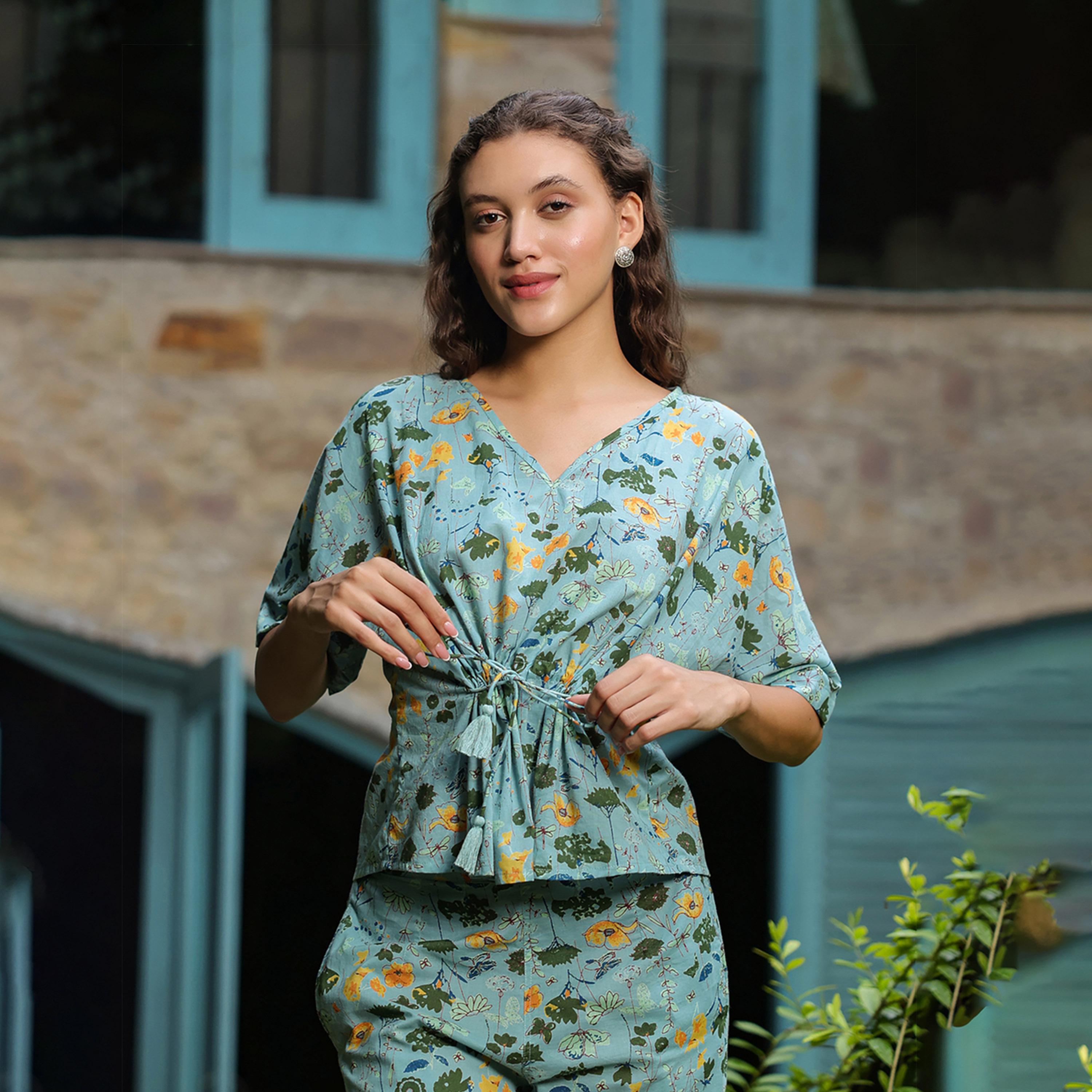 Sanskrutihomes X Styli Printed Pure Cotton Top With Trousers Co-Ords-women-clothing-nightwear-pyjamas-longsets-image-5