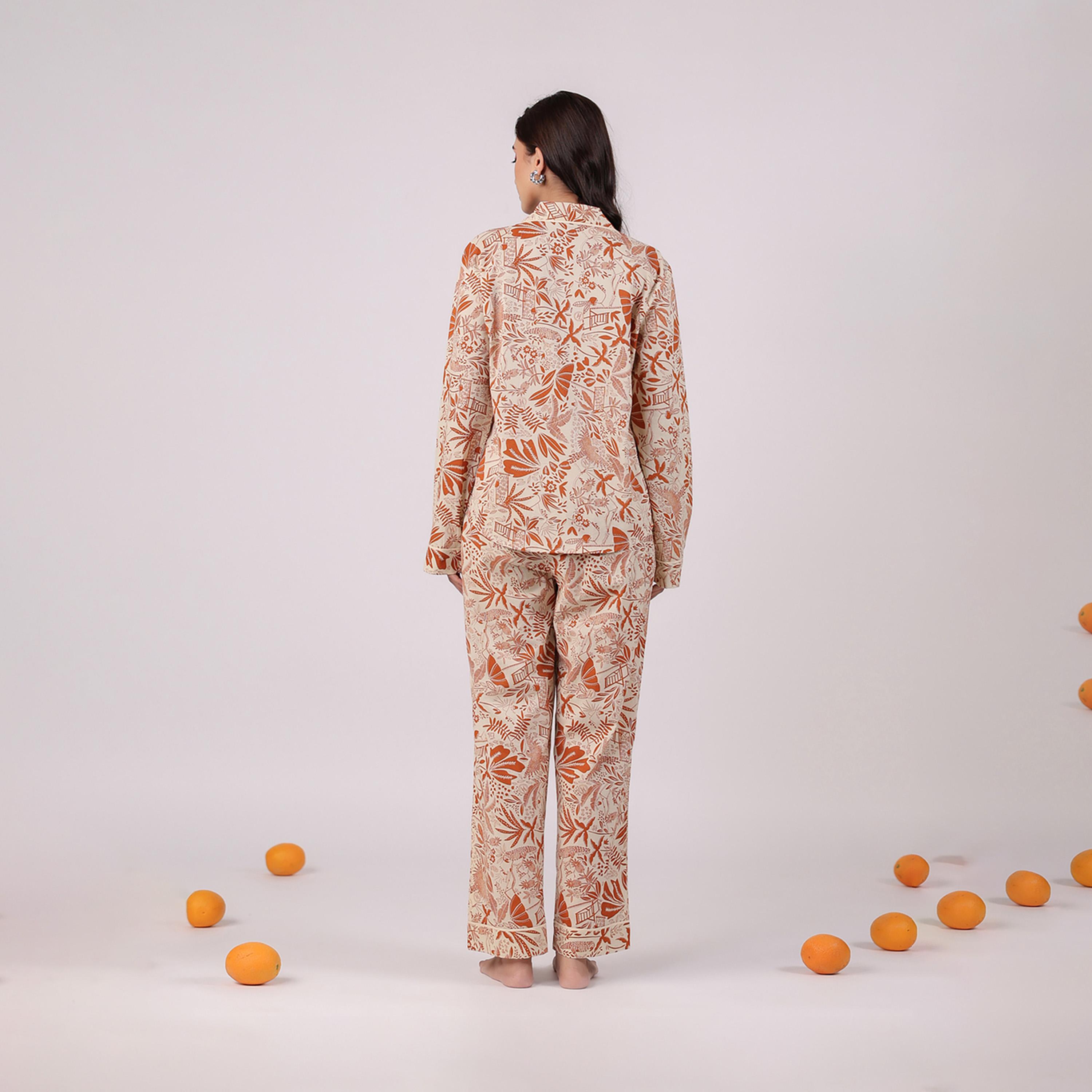 سانسكروتي هومز × ستايلي - طقم نوم للنساء قطن مطبوع-women-clothing-nightwear-pyjamas-longsets-image-2
