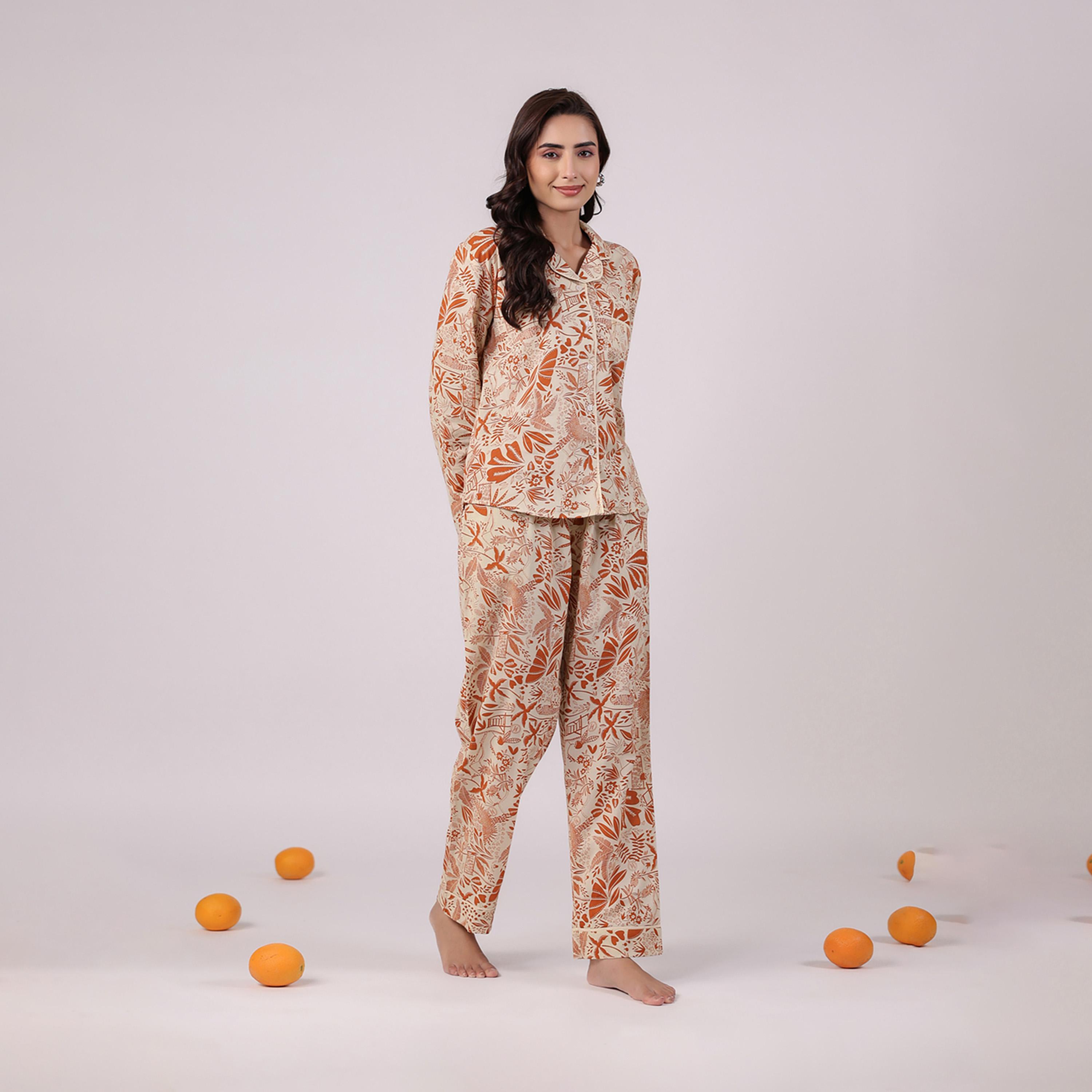 سانسكروتي هومز × ستايلي - طقم نوم للنساء قطن مطبوع-women-clothing-nightwear-pyjamas-longsets-image-3