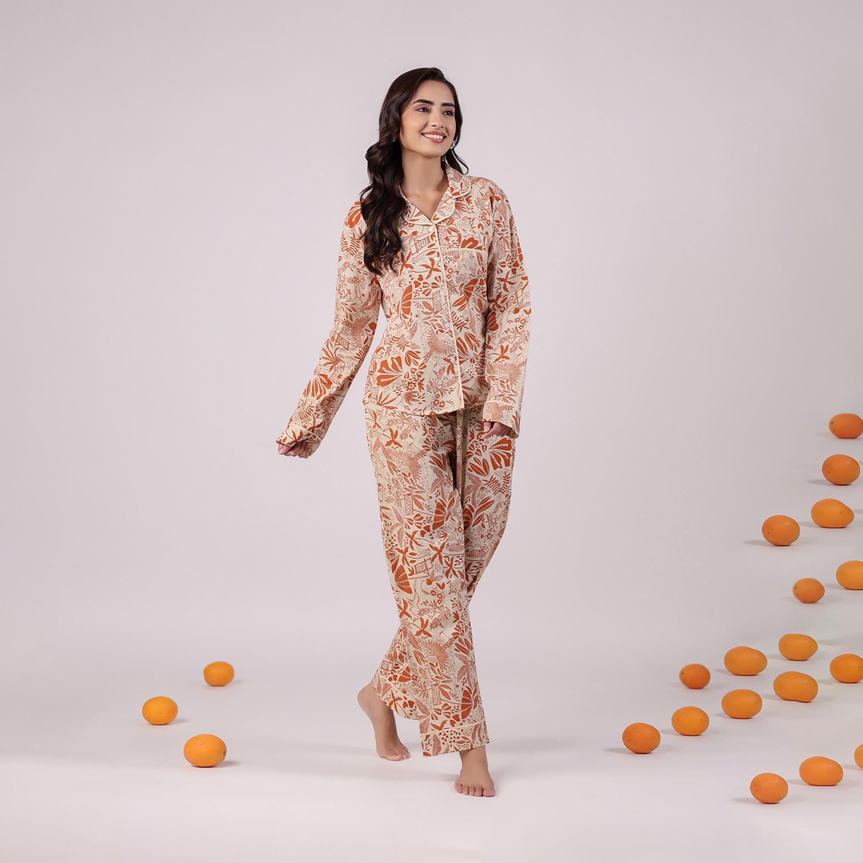 سانسكروتي هومز × ستايلي - طقم نوم للنساء قطن مطبوع-women-clothing-nightwear-pyjamas-longsets-image-4