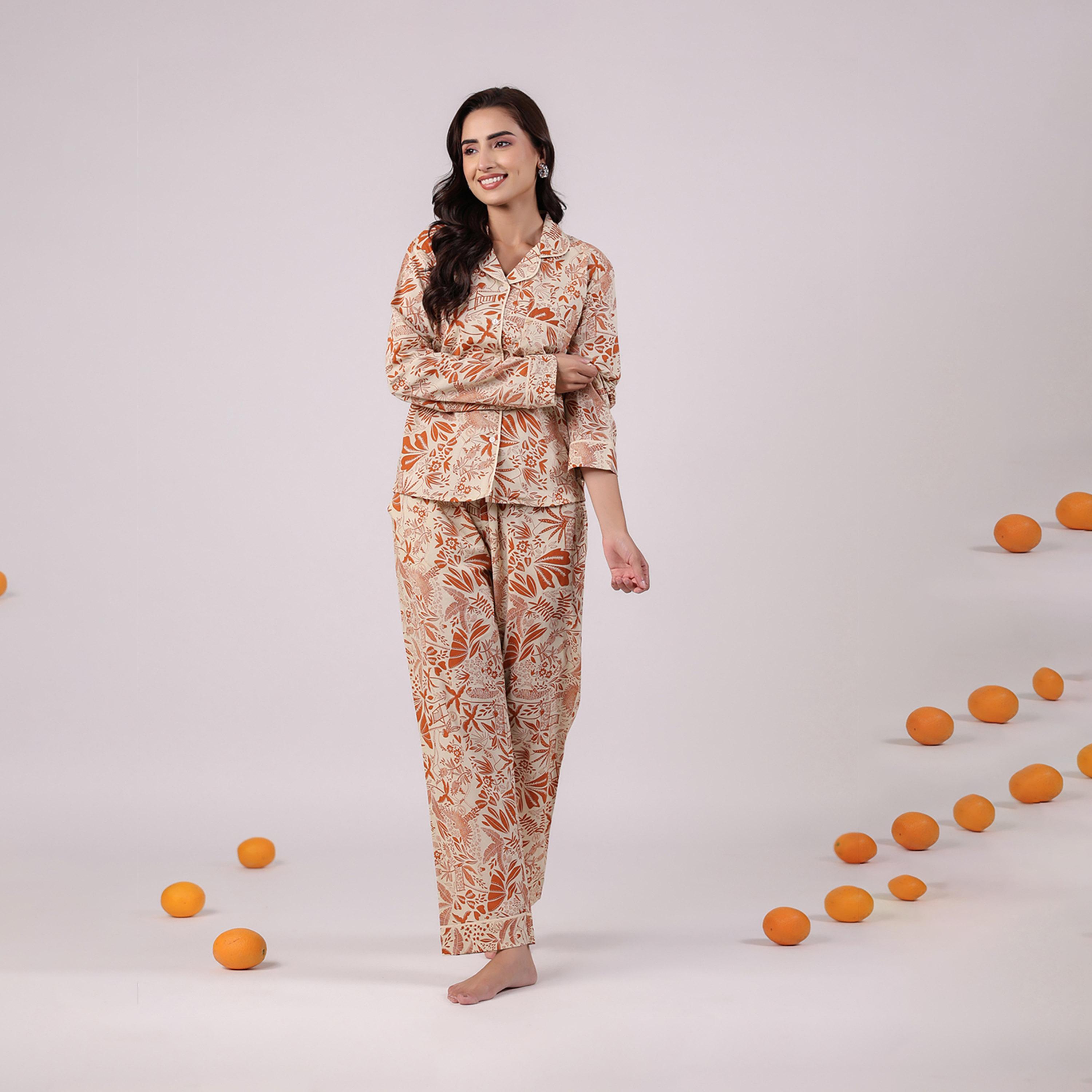 سانسكروتي هومز × ستايلي - طقم نوم للنساء قطن مطبوع-women-clothing-nightwear-pyjamas-longsets-image-5