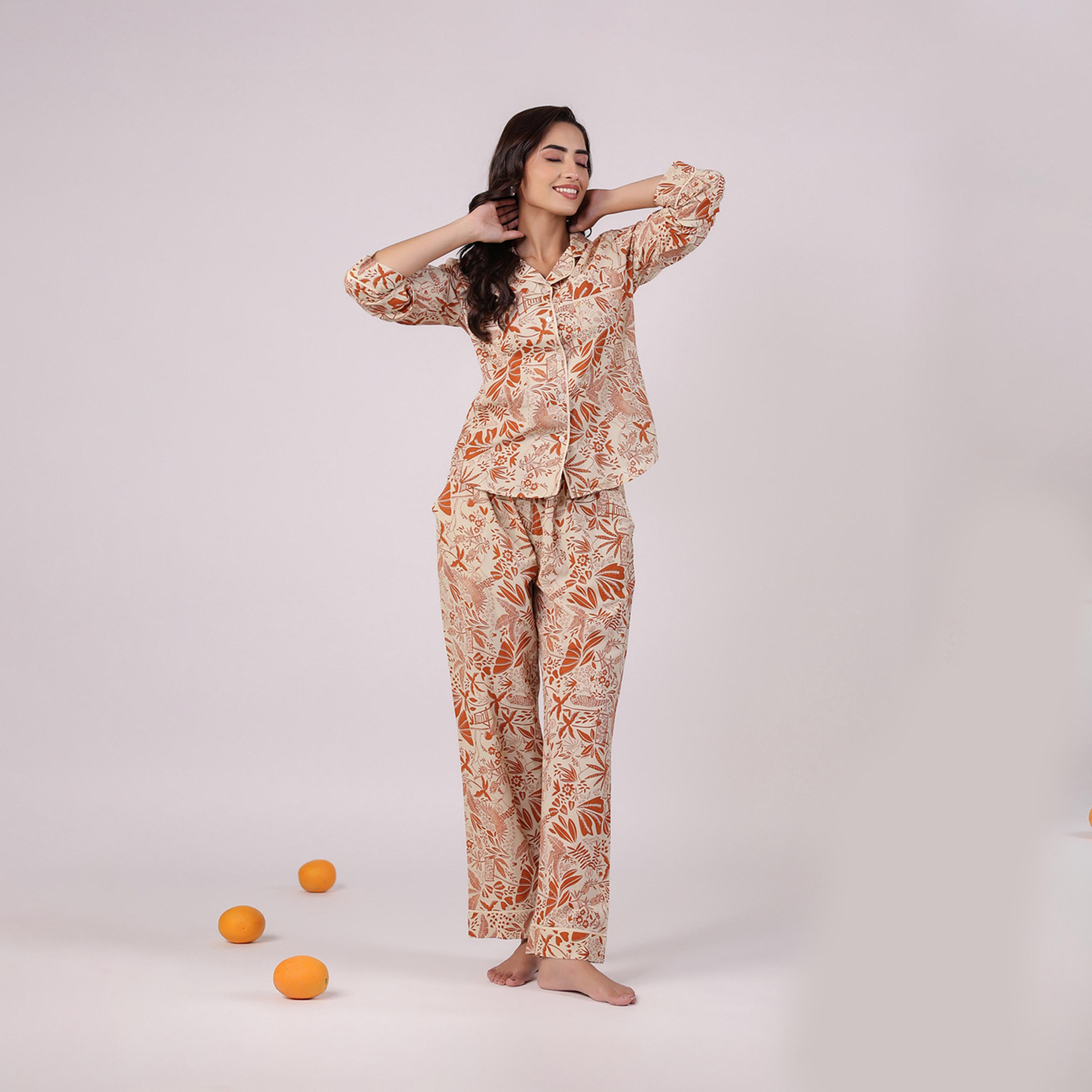 سانسكروتي هومز × ستايلي - طقم نوم للنساء قطن مطبوع-women-clothing-nightwear-pyjamas-longsets-image-6
