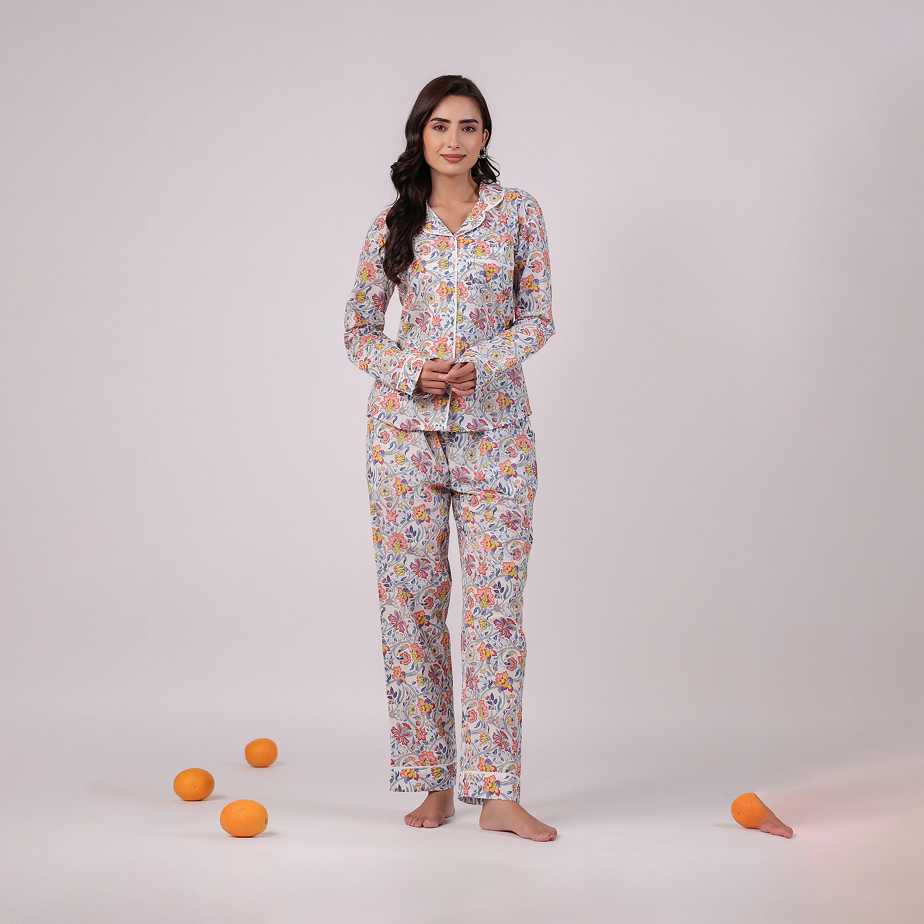 Sanskrutihomes X Styli Women Ethnic Motifs Printed Cotton Night Suit-women-clothing-nightwear-pyjamas-longsets-image-1