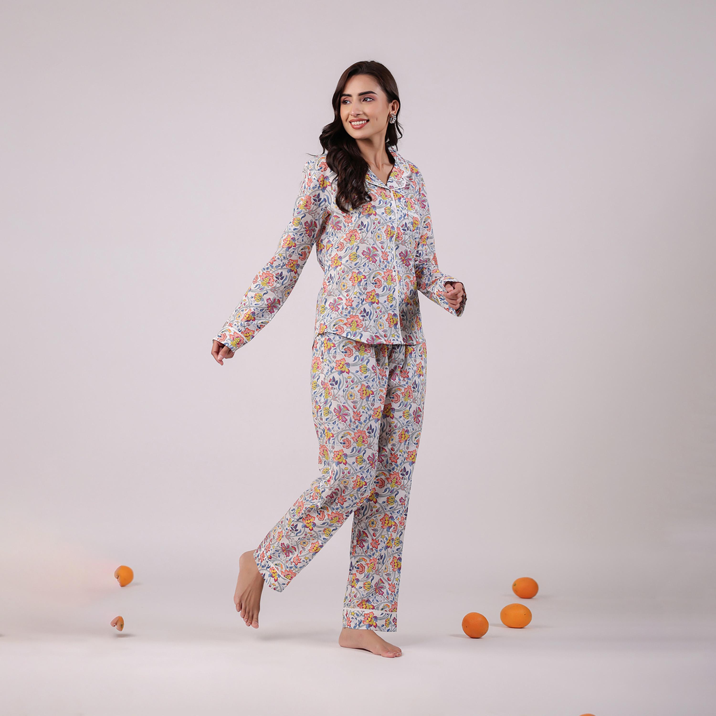 Sanskrutihomes X Styli Women Ethnic Motifs Printed Cotton Night Suit-women-clothing-nightwear-pyjamas-longsets-image-3