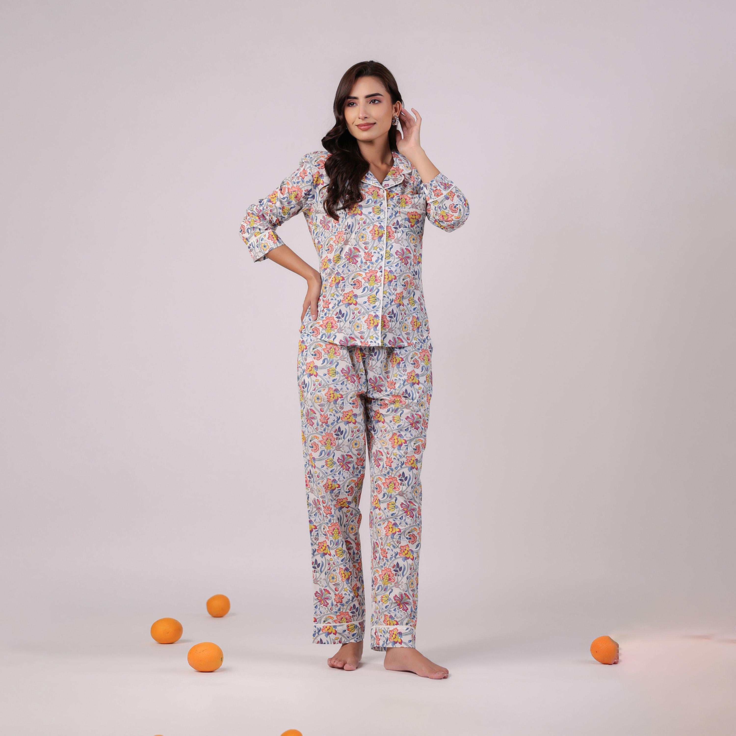 Sanskrutihomes X Styli Women Ethnic Motifs Printed Cotton Night Suit-women-clothing-nightwear-pyjamas-longsets-image-4