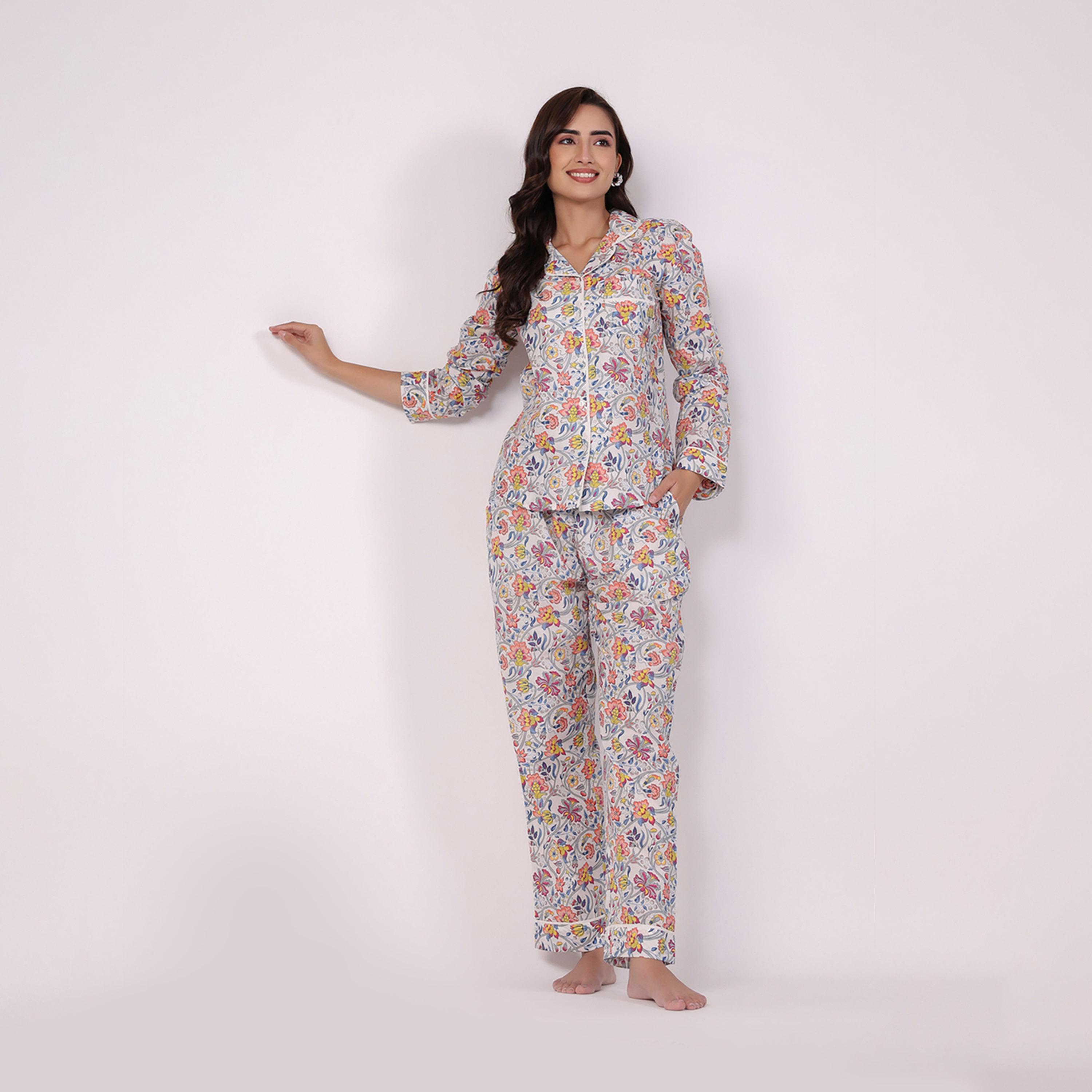 Sanskrutihomes X Styli Women Ethnic Motifs Printed Cotton Night Suit-women-clothing-nightwear-pyjamas-longsets-image-5