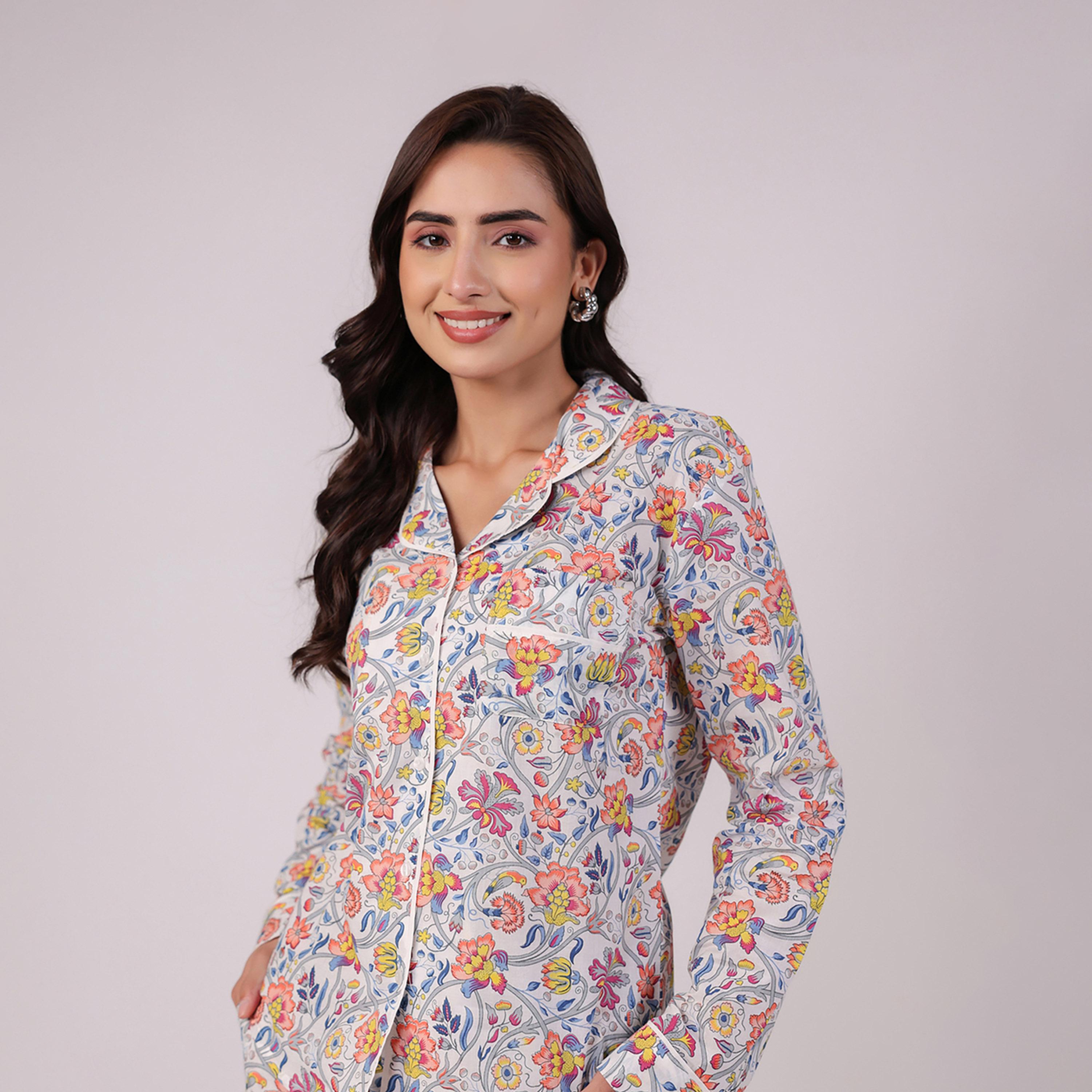 Sanskrutihomes X Styli Women Ethnic Motifs Printed Cotton Night Suit-women-clothing-nightwear-pyjamas-longsets-image-6