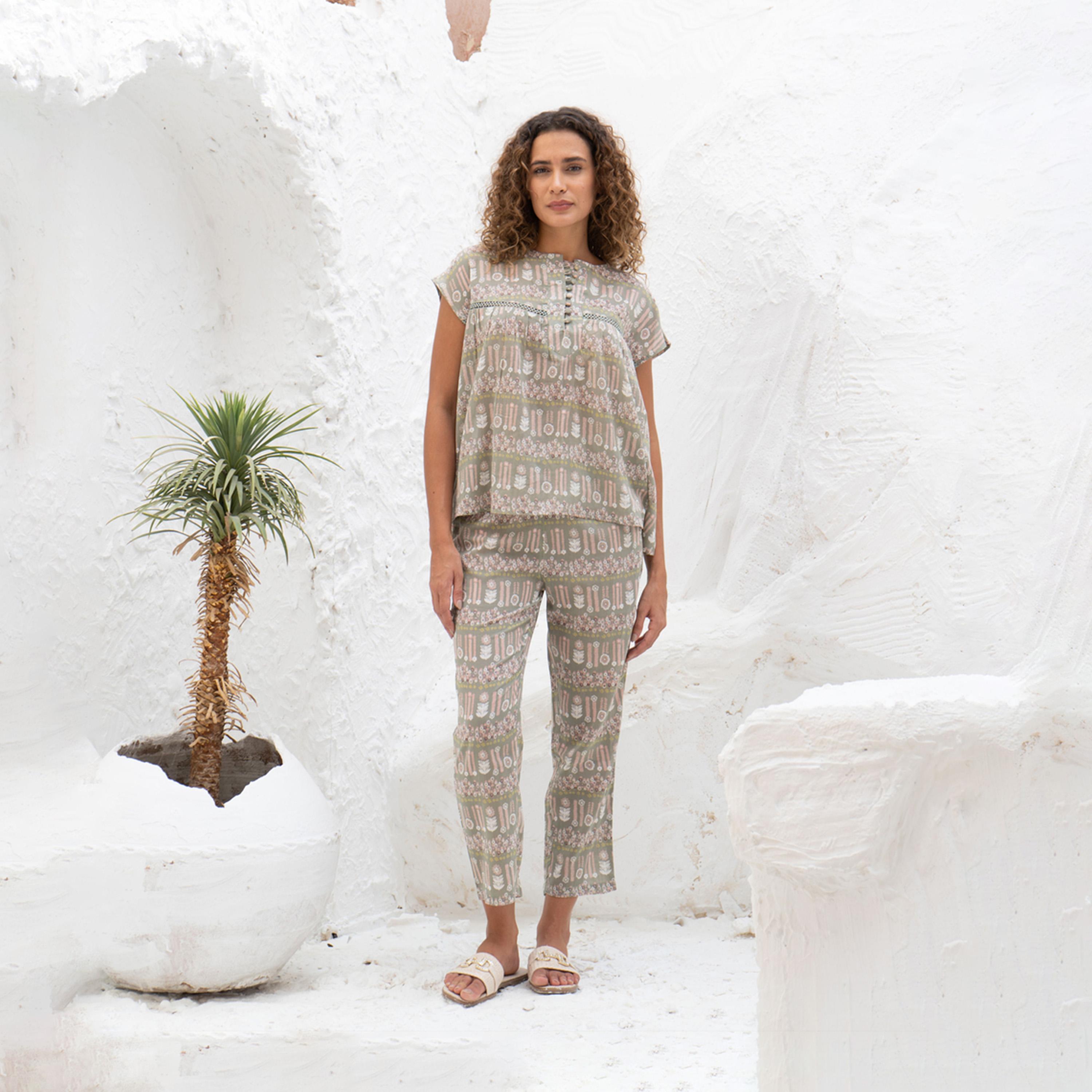 Sanskrutihomes X Styli Women Pure Cotton Ethnic Motifs Printed Night Suit-women-clothing-nightwear-pyjamas-longsets-image-1