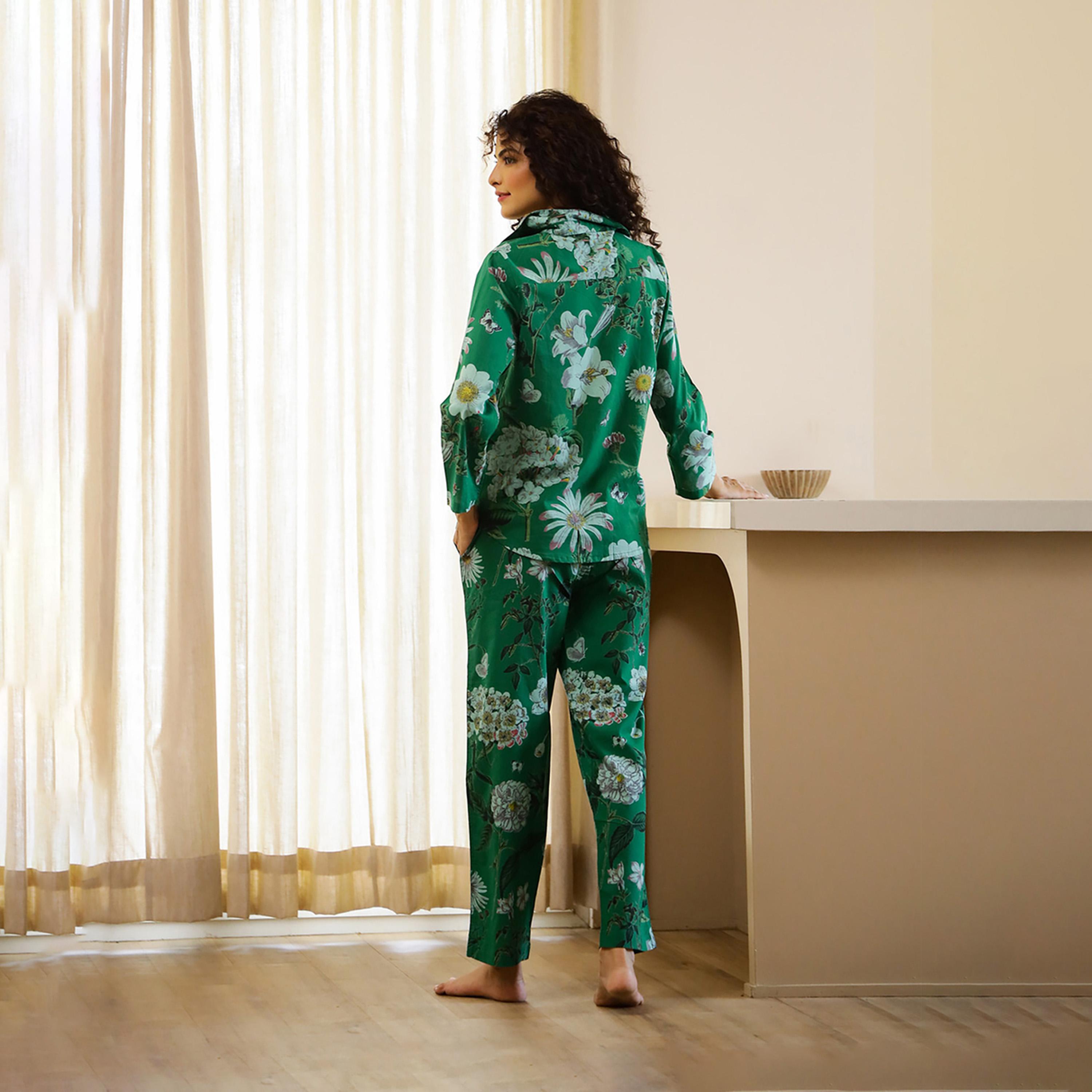 Sanskrutihomes X Styli Floral Printed Cotton Shirt And Pyjama Set-women-clothing-nightwear-pyjamas-longsets-image-2