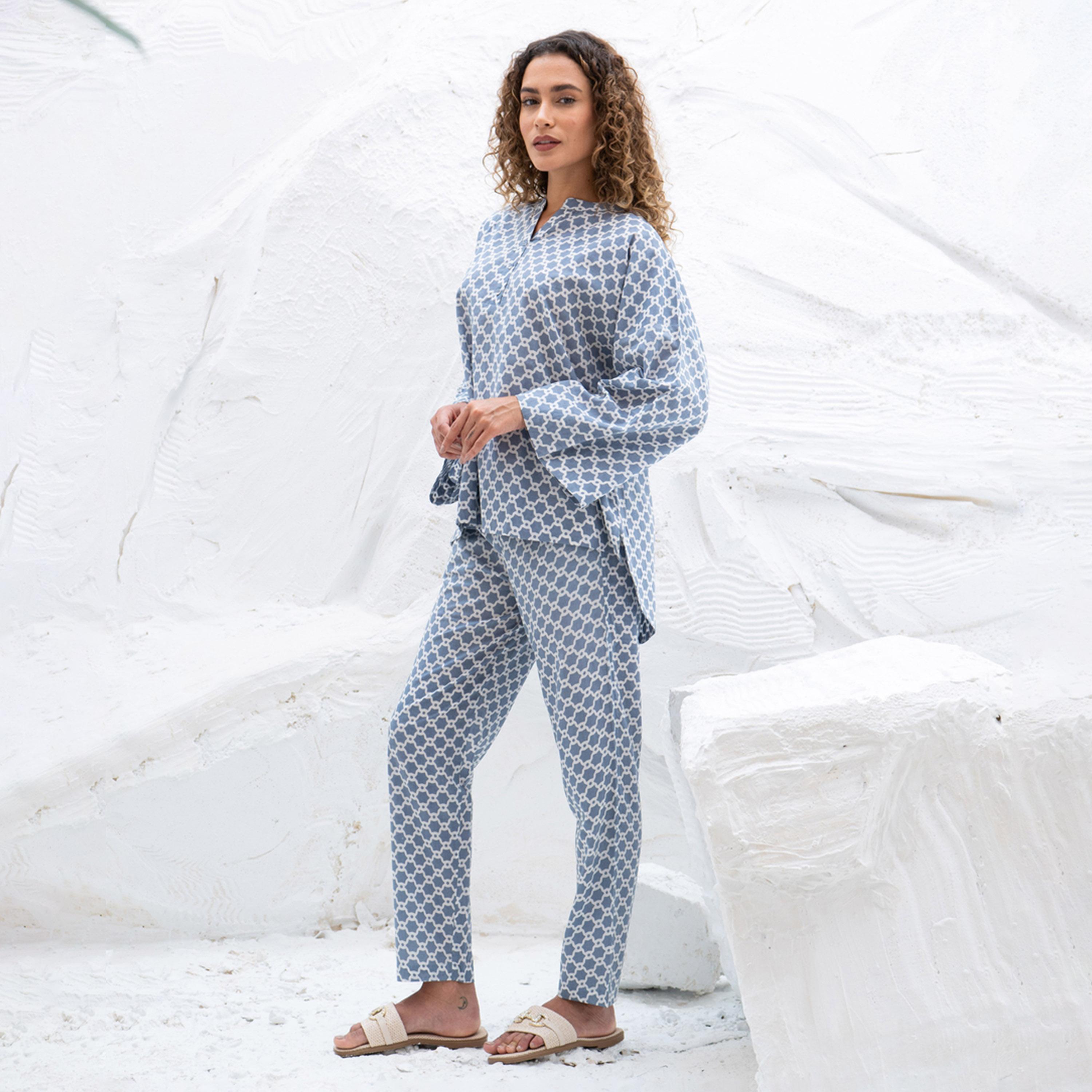 سانسكروتي هومز × ستايلي - طقم نوم للنساء مطبوعة-women-clothing-nightwear-pyjamas-longsets-image-2