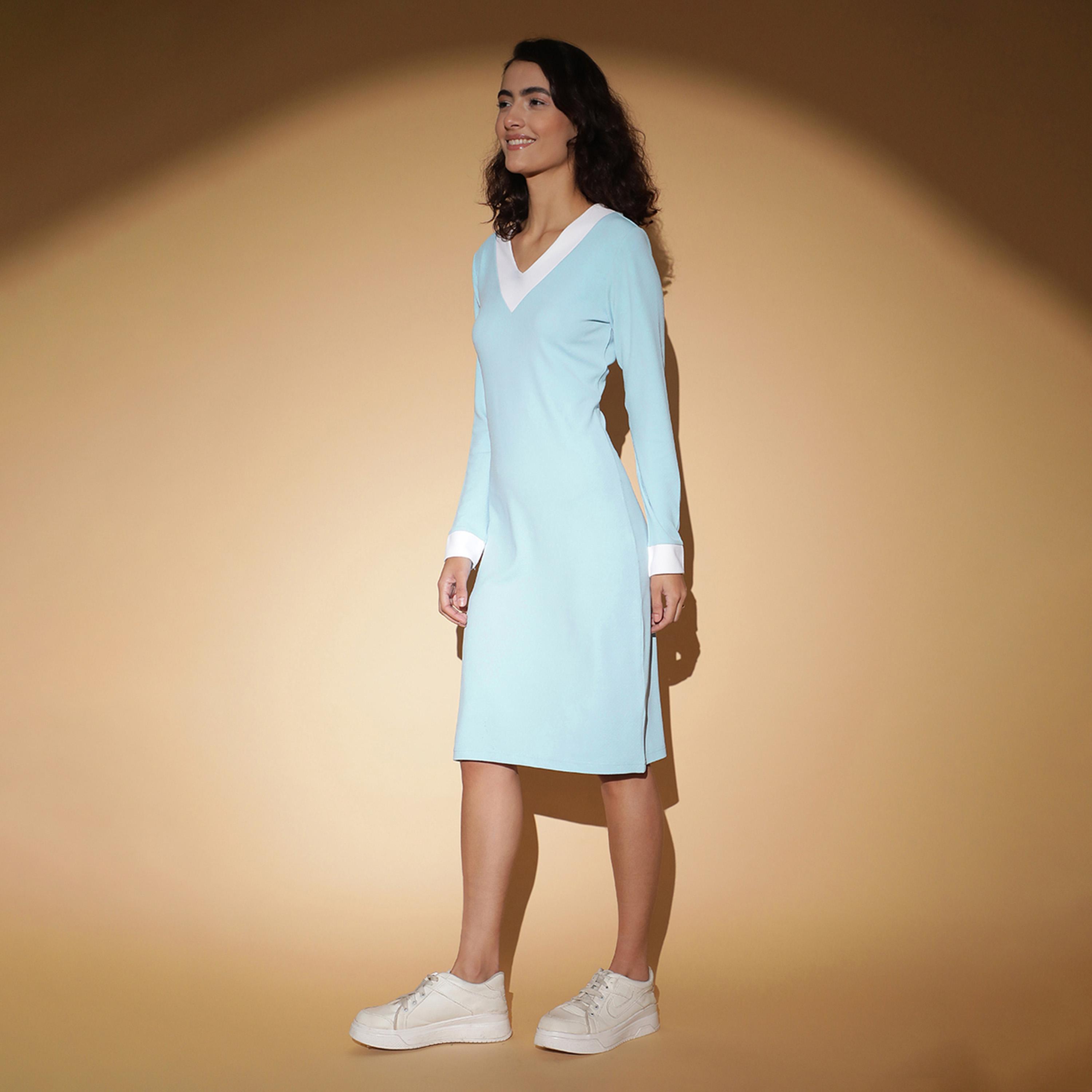 كوتي × ستايلي - فستان نسائي بفتحة رقبة على شكل حرف V وقصة A-women-clothing-dresses-image-3