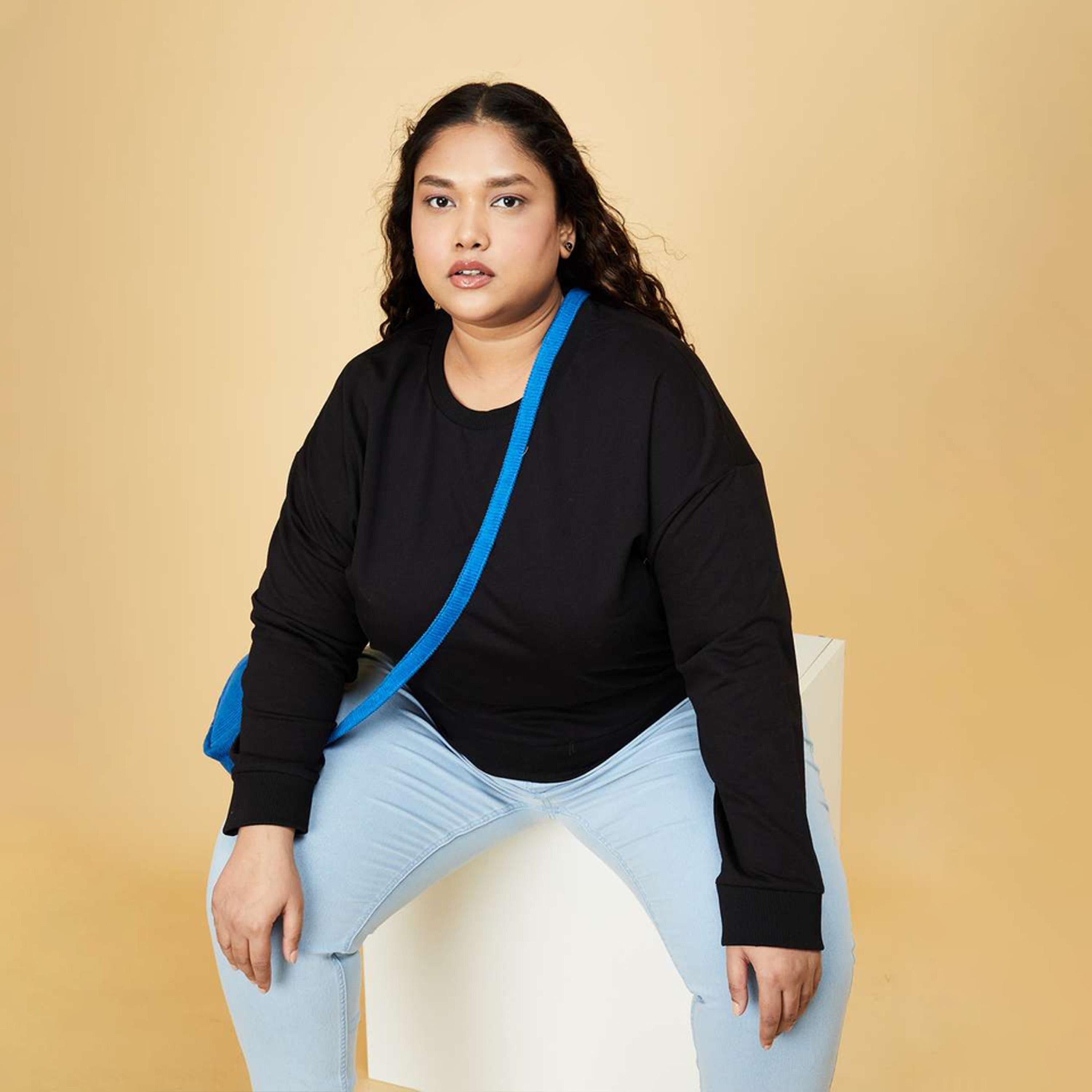 كوتي × ستايلي - سويت شيرت سادة نسائي بأكمام طويلة ورقبة دائرية-women-winterwear-hoodiesandsweatshirts-sweatshirts-image-1