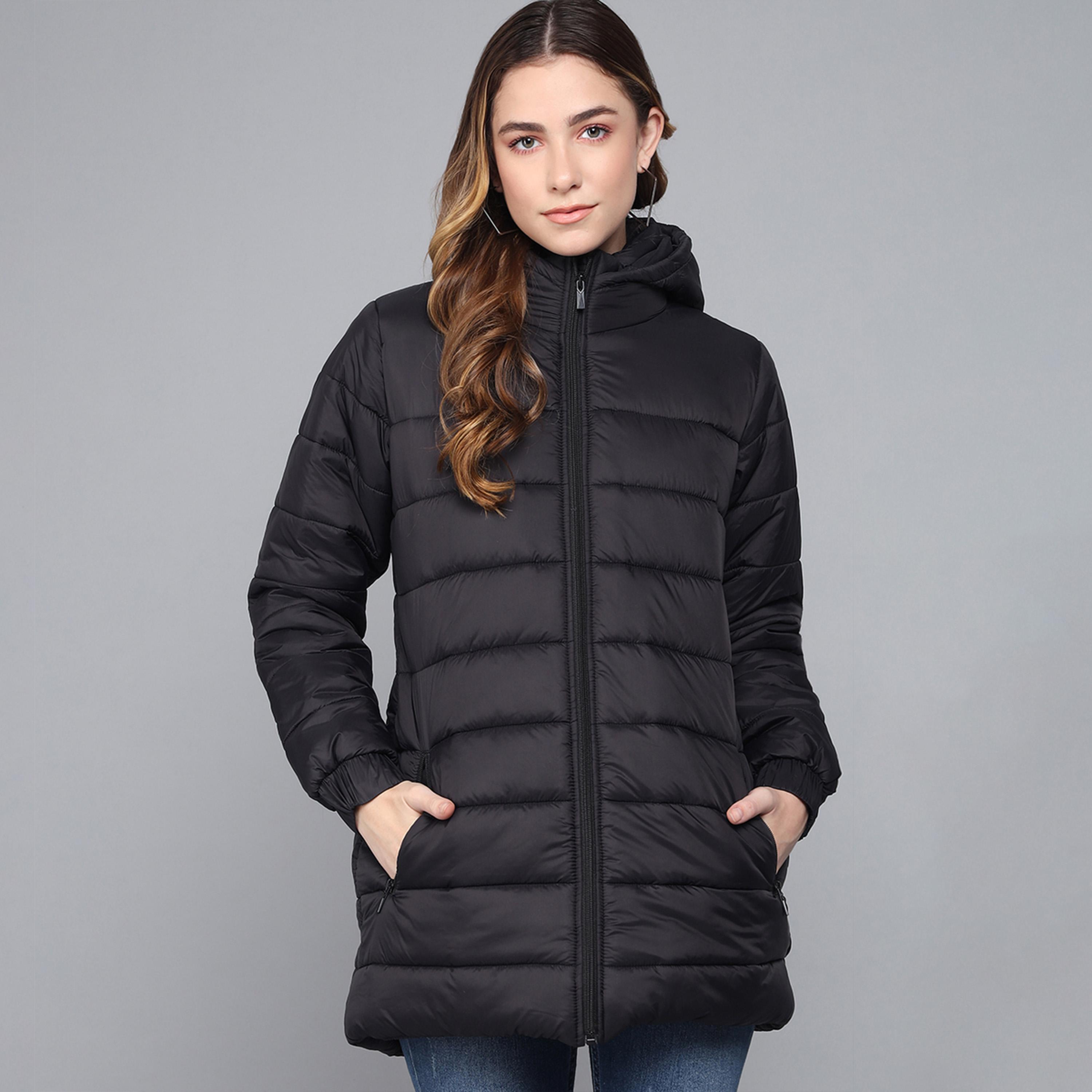 Kotty X Styli Womens Solid Full Sleeve Nylon Hooded Neck Puffer Jacket-women-winterwear-coatsandjackets-jackets-image-1
